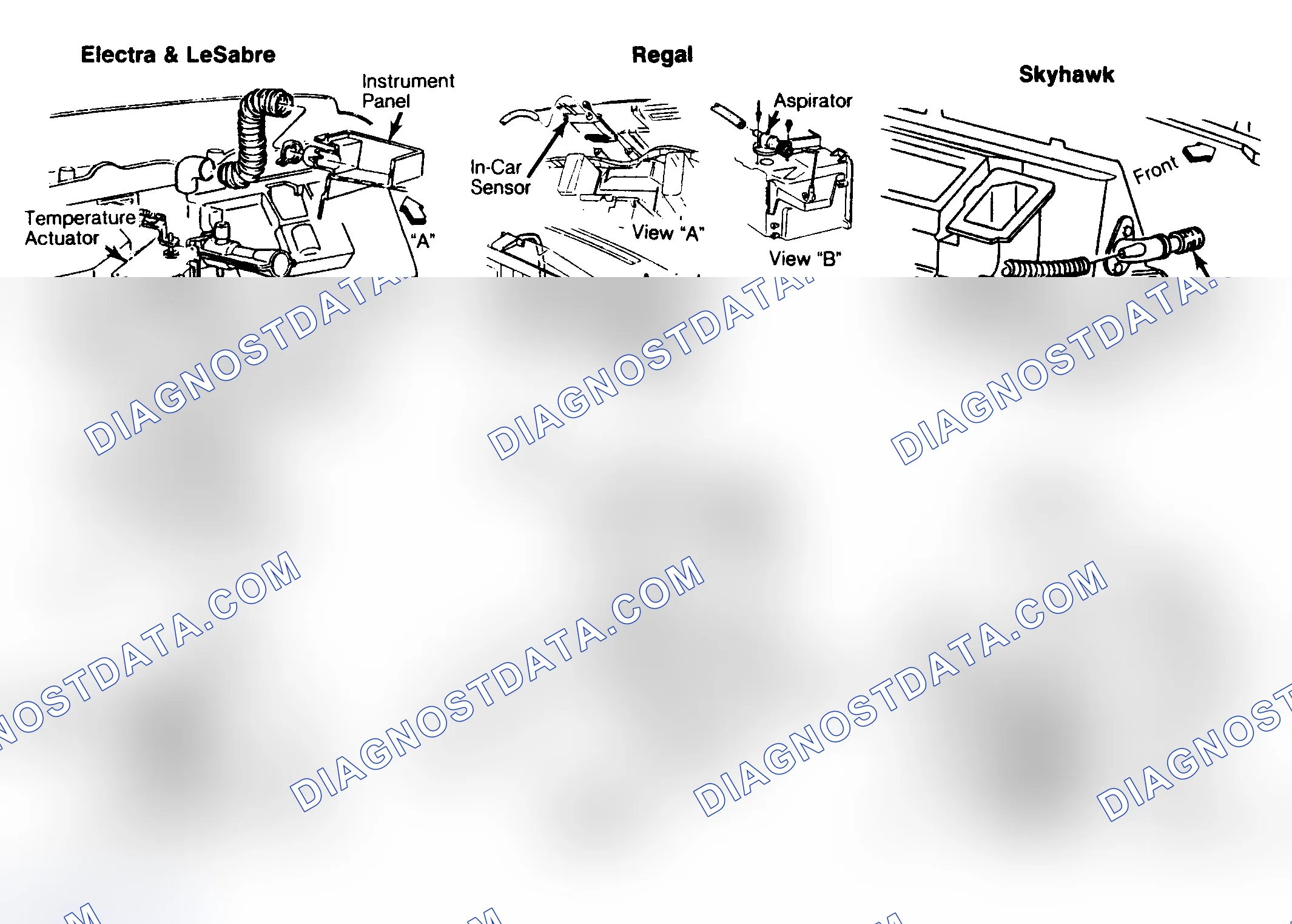 Scheme 16: Location of In-Car and Ambient Sensors and Aspirators (Ambient sensor location is typical, varying by models.)