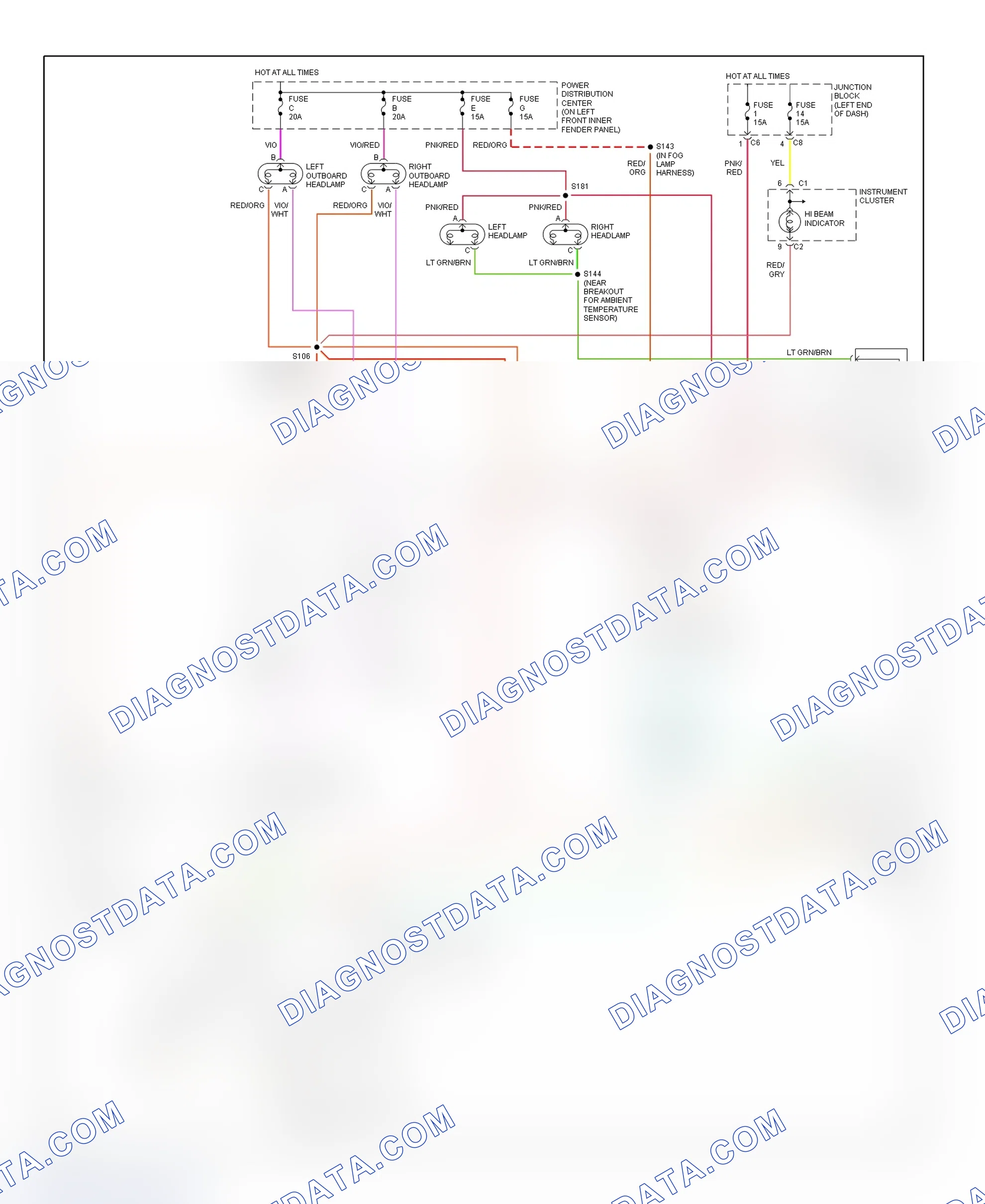 Scheme 9: Headlight System Wiring Diagram (Ram Pickup - With Quad Headlights)