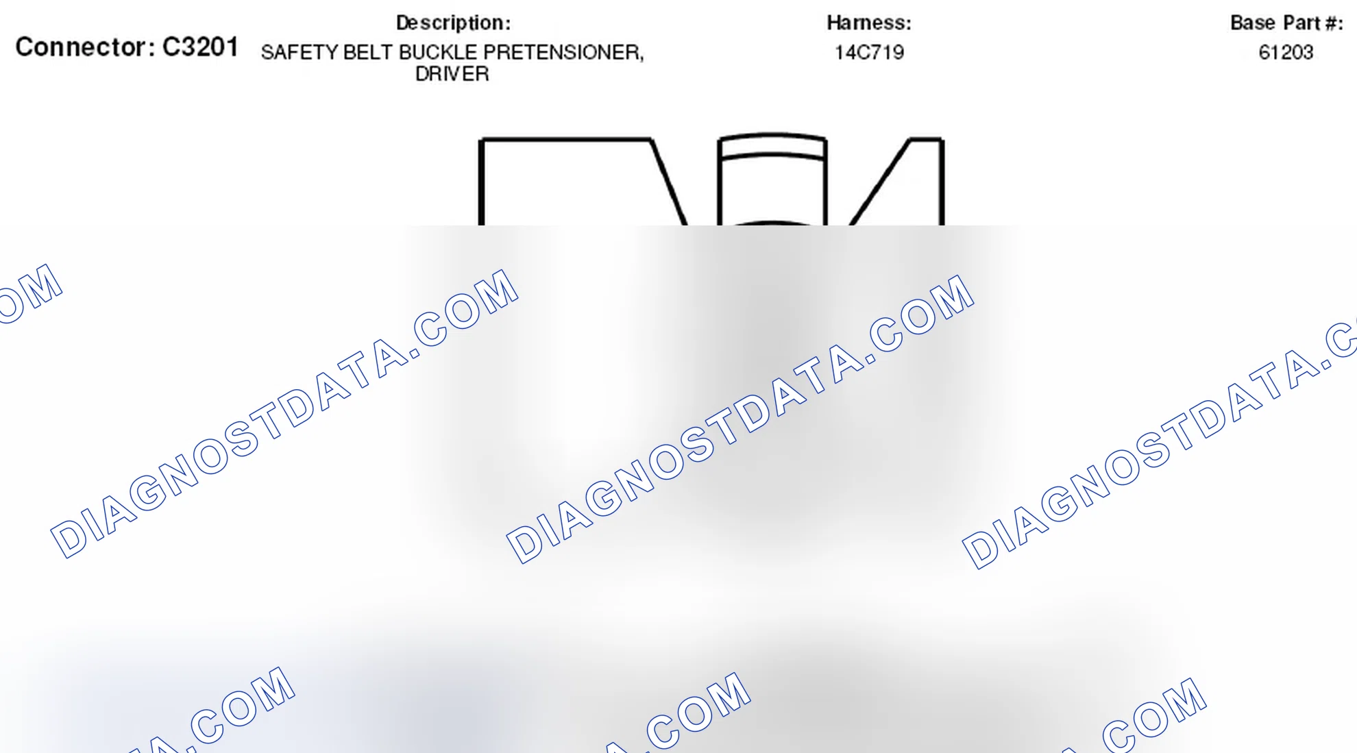Scheme 352: Driver Safety Belt Buckle Pretensioner Connector End View (C3201)