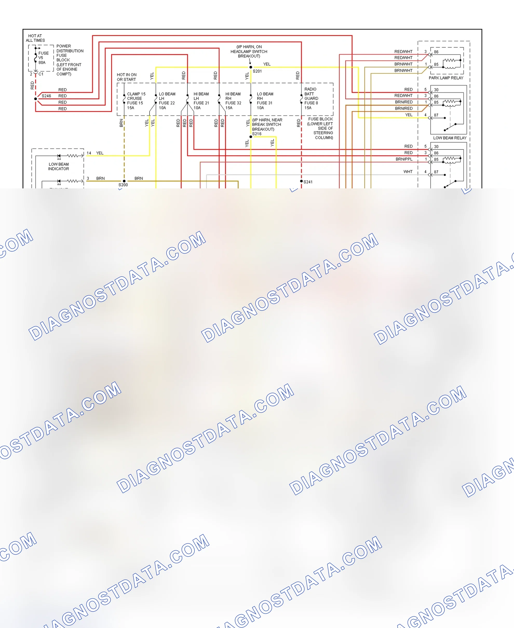 Scheme 11: Headlight Systems & Daytime Running Lights Wiring Diagram (Catera - Without Xenon Lamps)