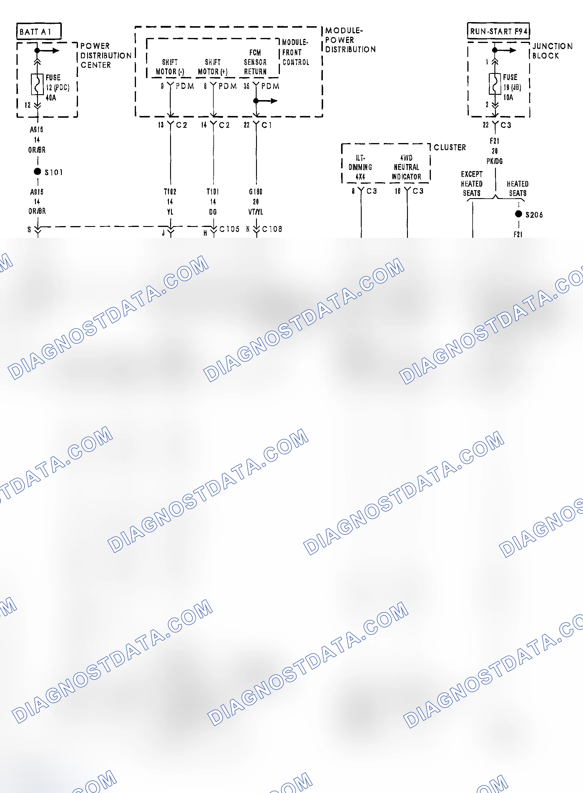 Scheme 40: C1407- TRANSFER CASE BRAKE CONTROL CIRCUIT LOW