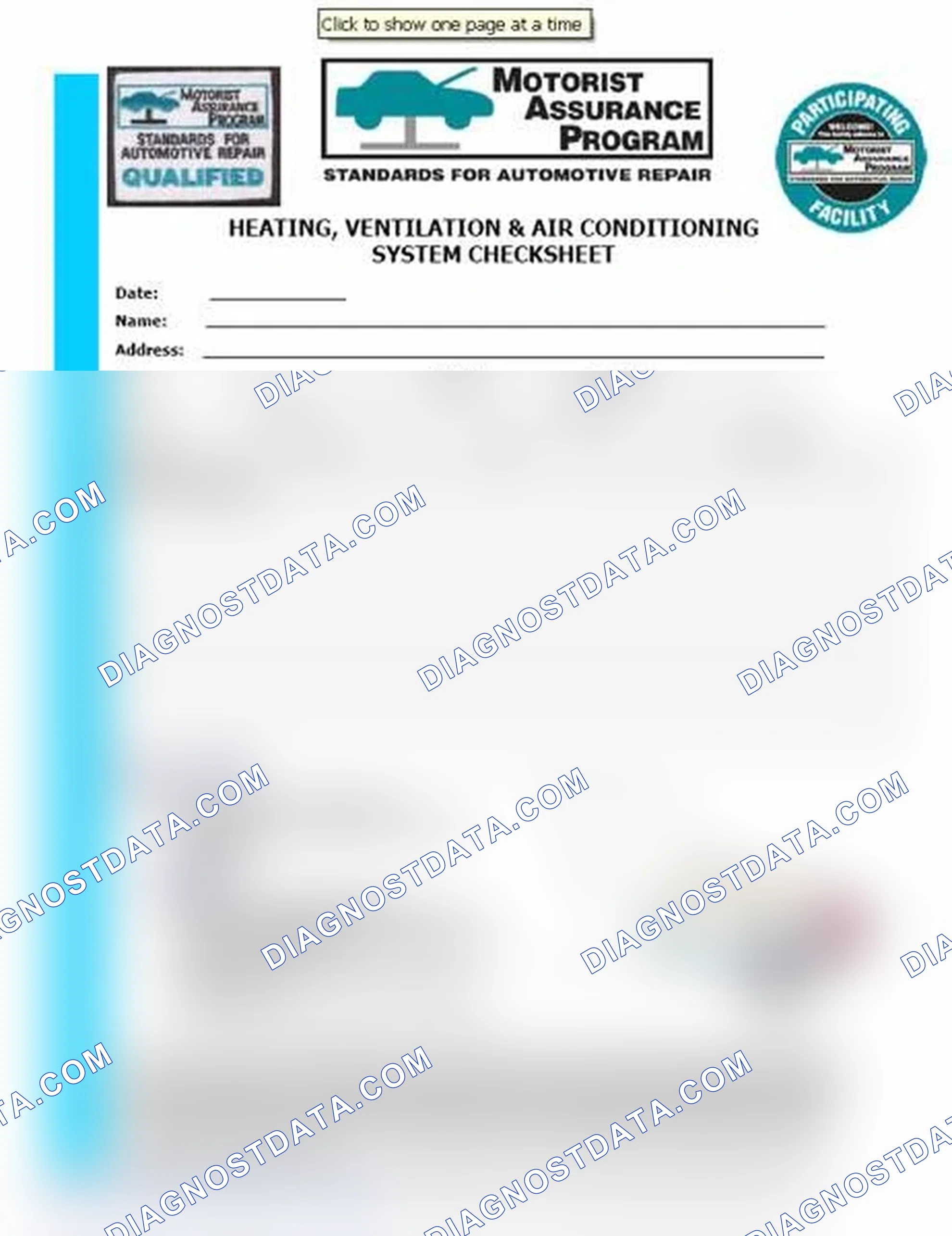 Scheme 15: Heating, Ventilation & Air Conditioning System Checksheet (1 Of 2)