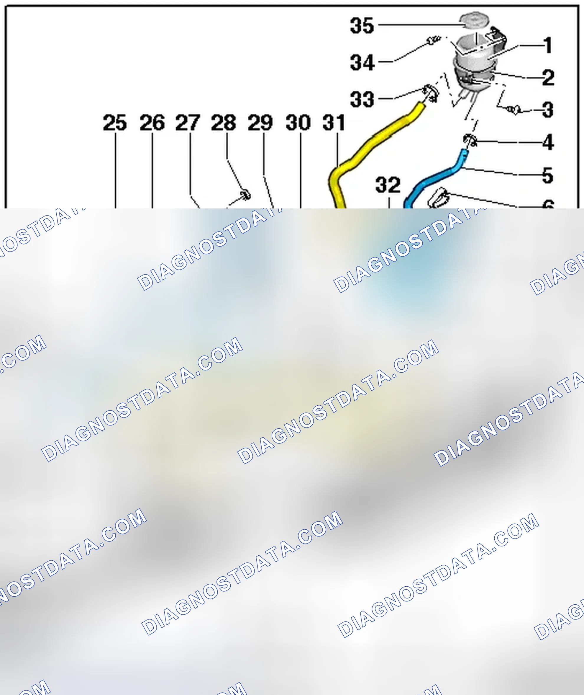 Scheme 176: POWER STEERING PUMP, HYDRAULIC LINES AND RESERVOIR OVERVIEW, VEHICLES WITH DYNAMIC STEERING