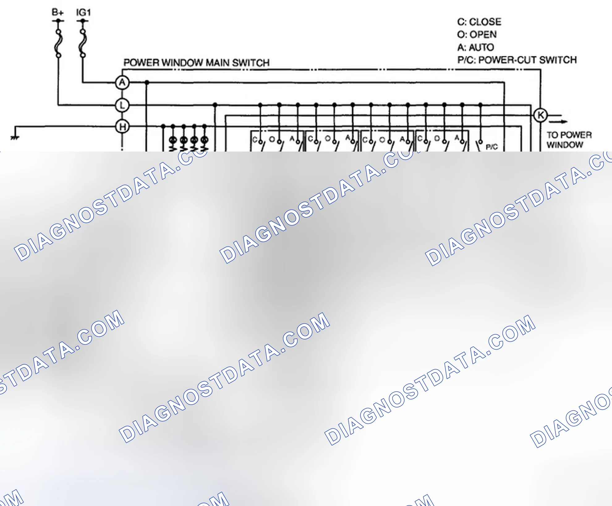 Scheme 3: POWER WINDOW SYSTEM WIRING DIAGRAM [POWER WINDOW SYSTEM]