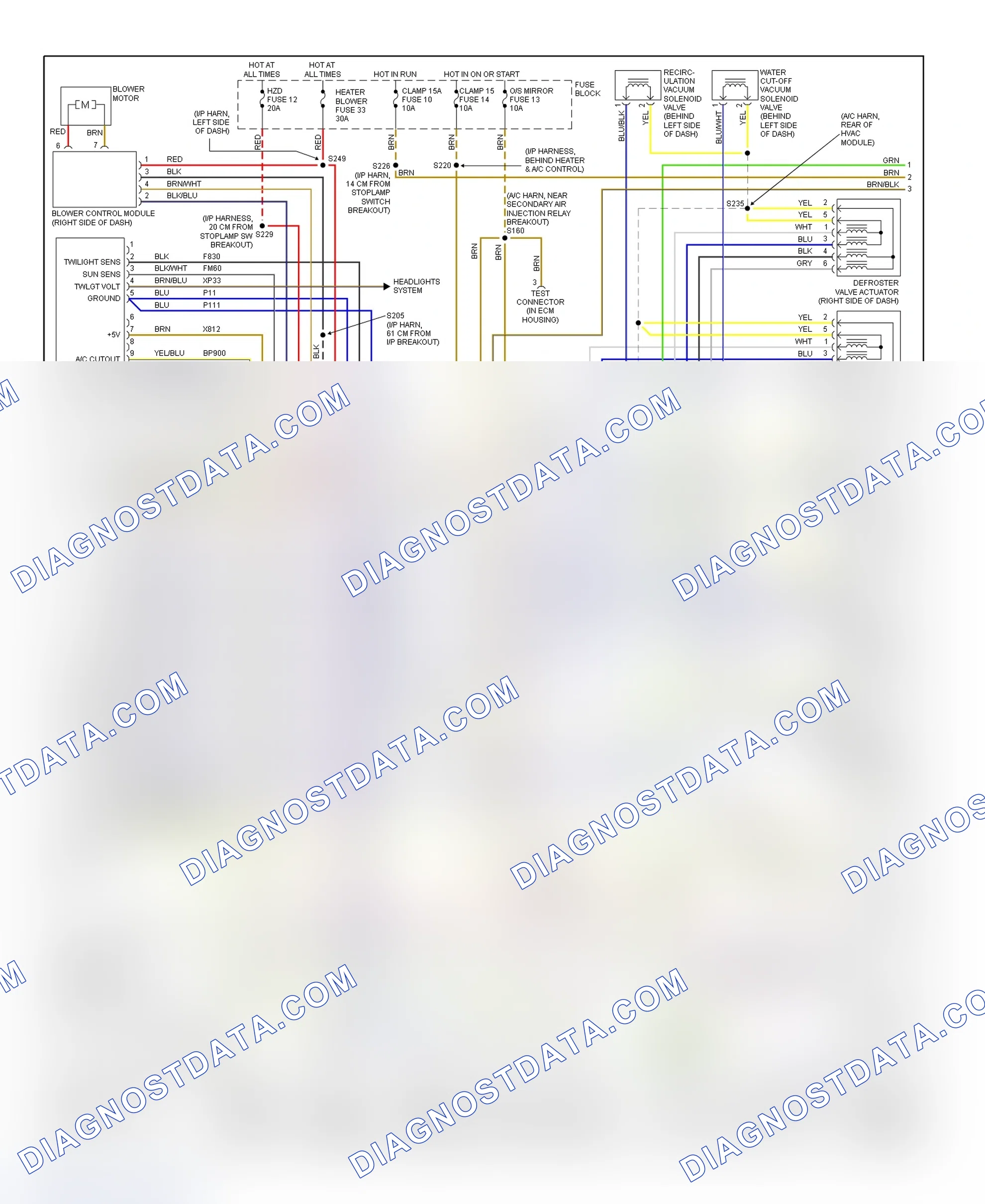 Scheme 4: Automatic A/C-Heater System Wiring Diagram (Catera - 1 Of 2)