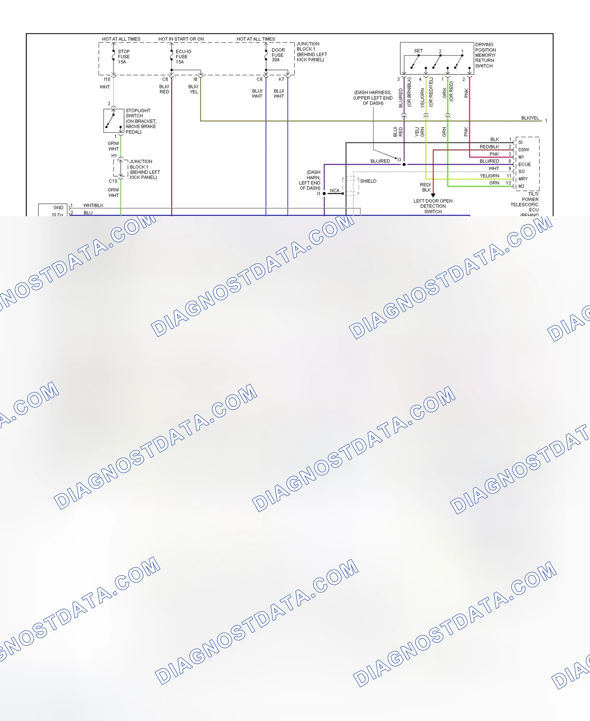 Scheme 13: Memory Seat System Wiring Diagram (SC300 & SC400 - 1 Of 2)