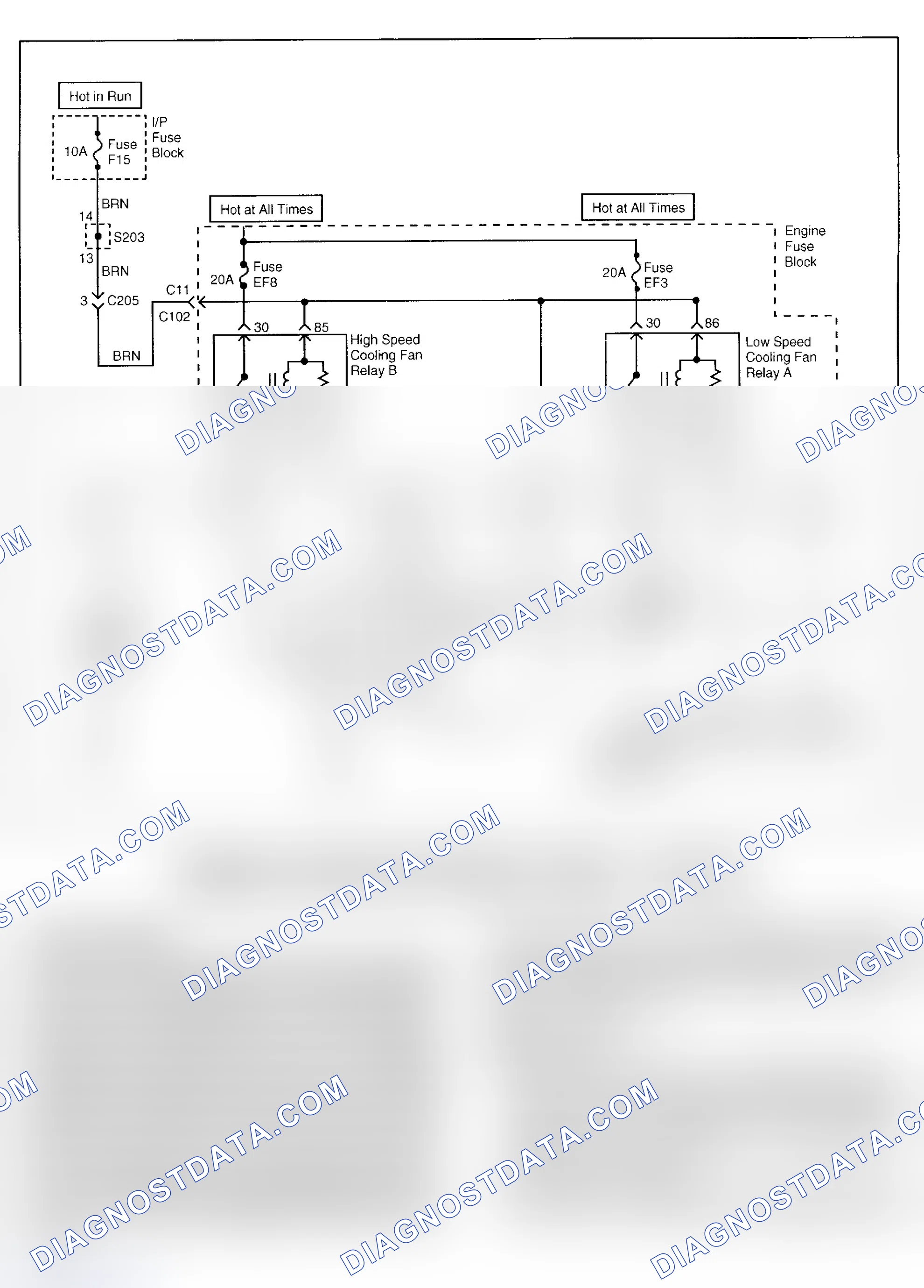 Scheme 326: ENGINE COOLING FAN CIRCUIT CHECK - WITH A/C