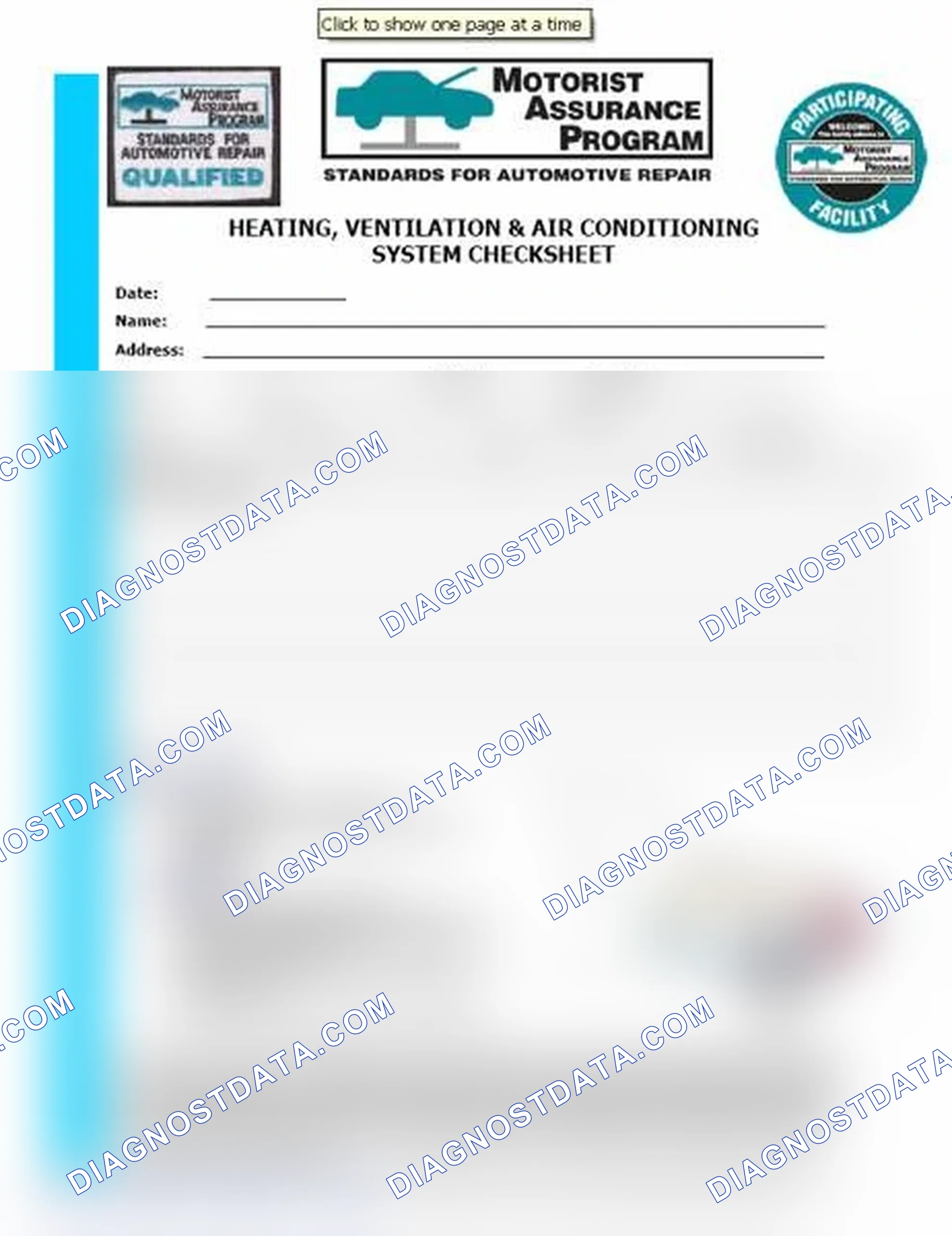 Scheme 15: Heating, Ventilation & Air Conditioning System Checksheet (1 Of 2)