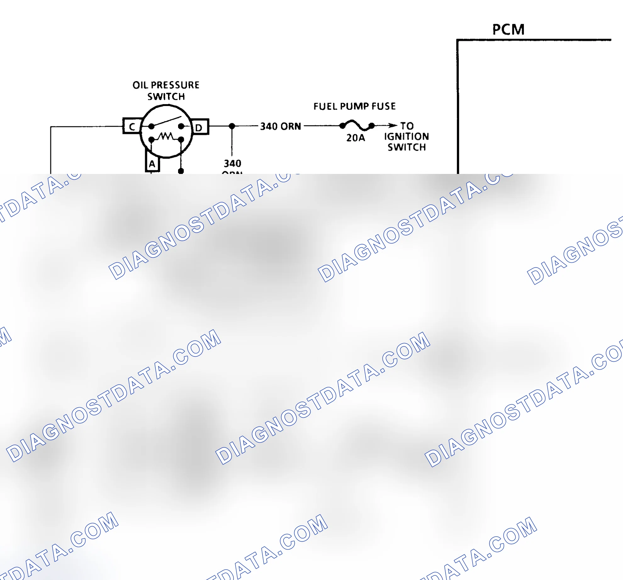 Scheme 325: CODE 54, Schematic, Fuel Pump Circuit (4.3L G Series W/4L60E Trans.)