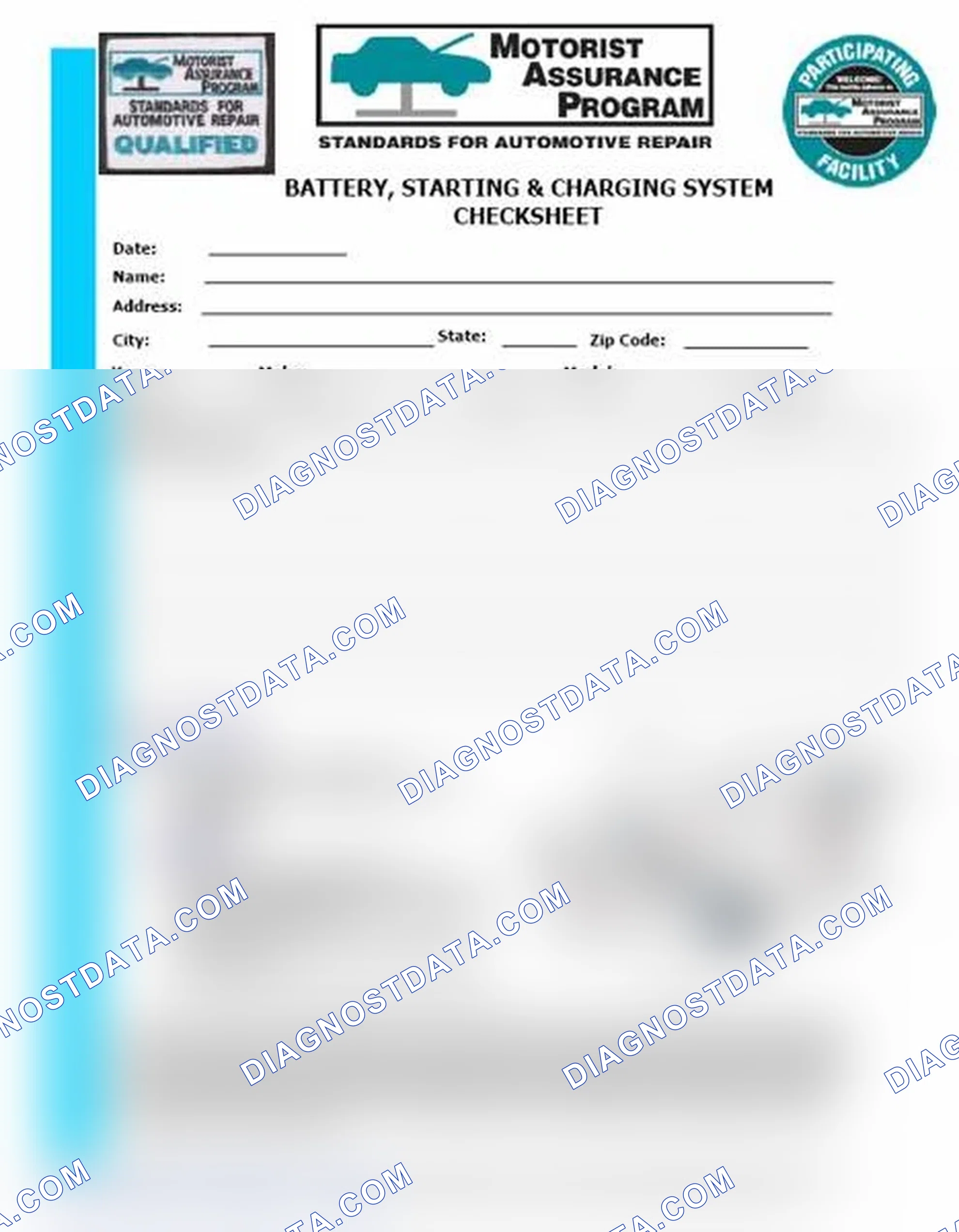 Scheme 3: Battery, Starting & Charging System Checksheet (1 Of 2)