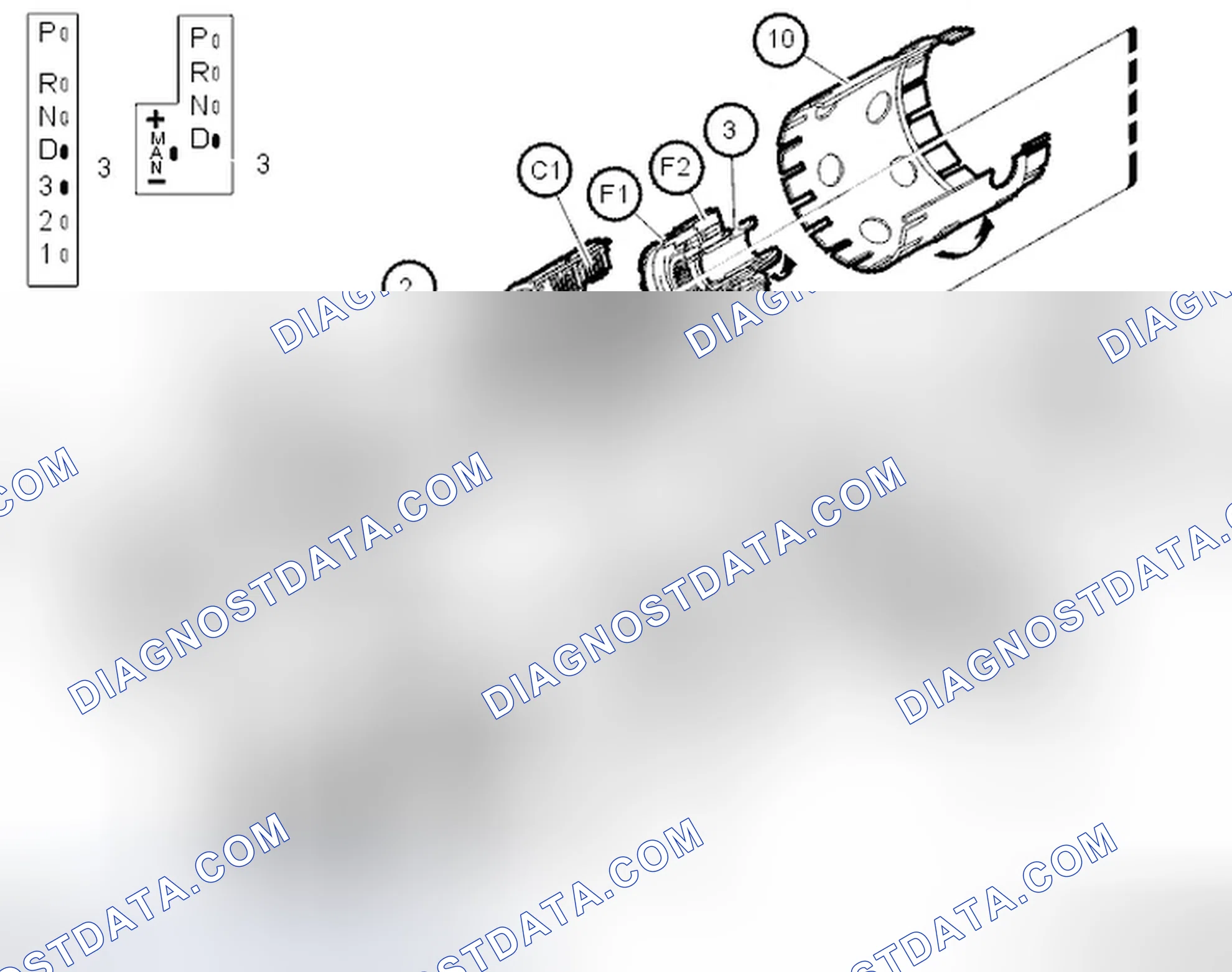 Scheme 1281: Gear shift positions D/3/MAN - 3rd gear