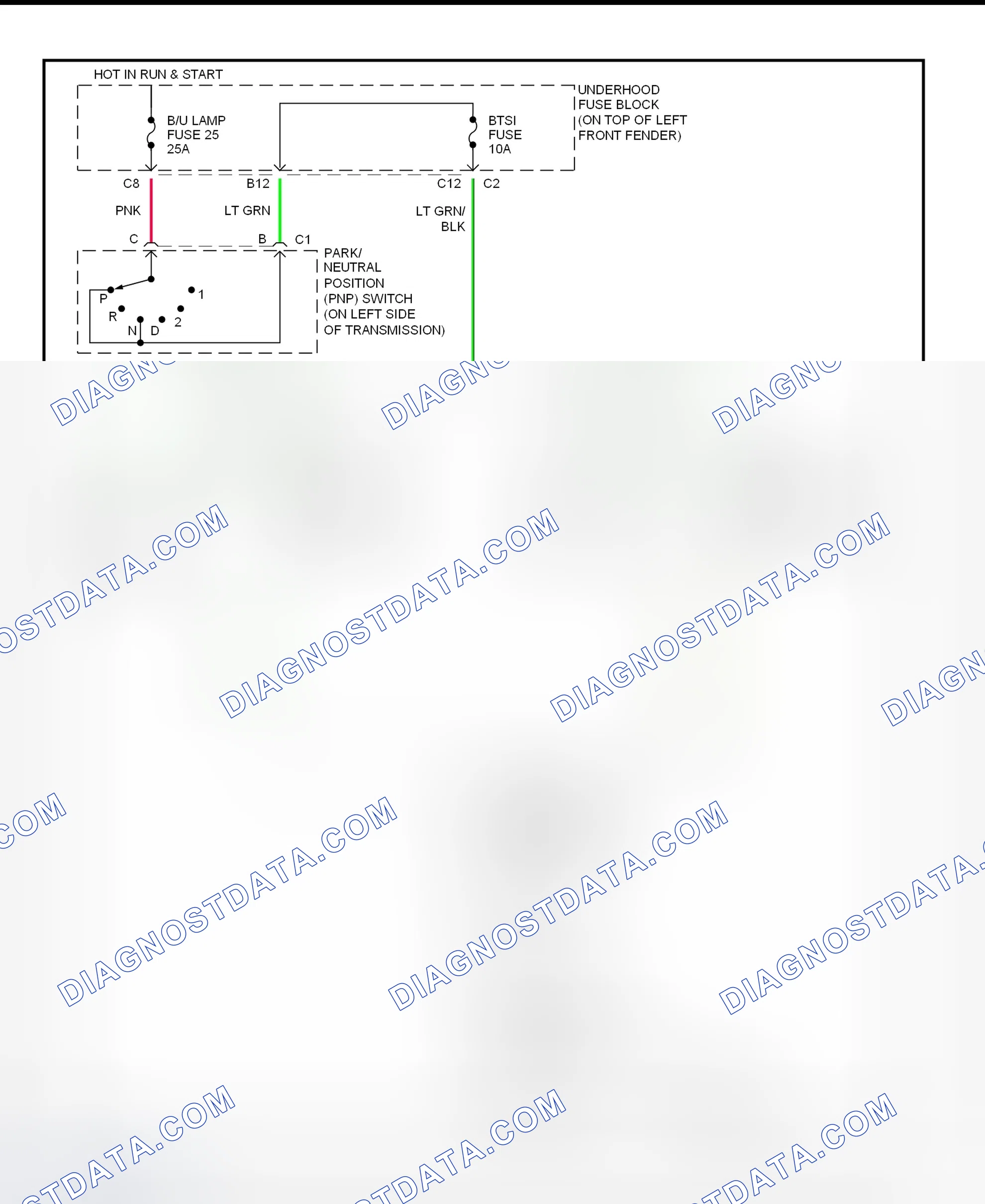 Fig. 7: Shift Interlock System Wiring Diagram ("S" & "T" Series Pickup & Utility - With Column Shift)