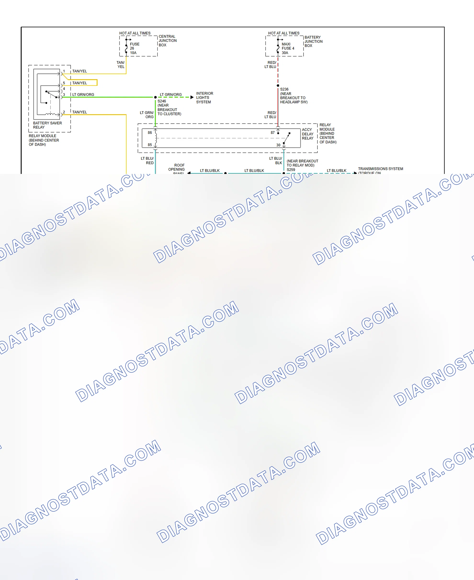 Fig. 11: Power Window System Wiring Diagram (Explorer 2-Door - 1999-2000)