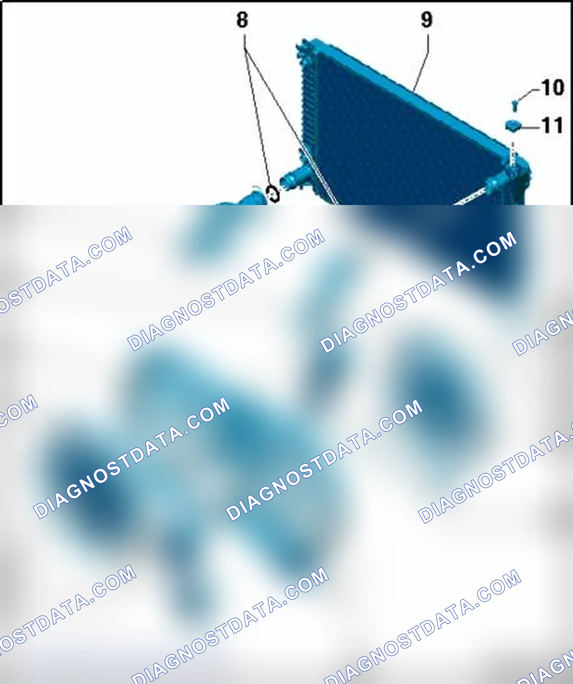 Scheme 625: Radiator and coolant fan, component overview