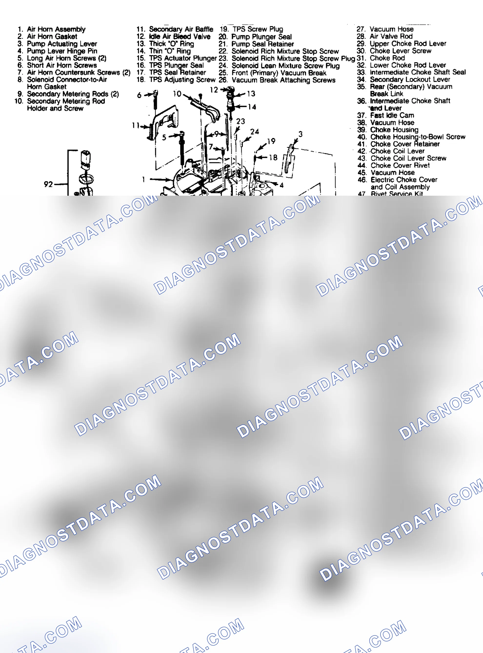 Scheme 31: Exploded View of Rochester Model E4ME and E4MED 4-Barrel Carburetor