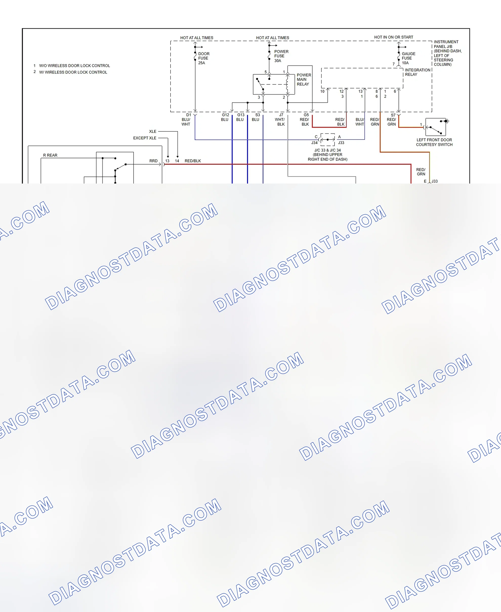 Scheme 8: Power Window System Wiring Diagram (Camry 2.2L & 3.0L)