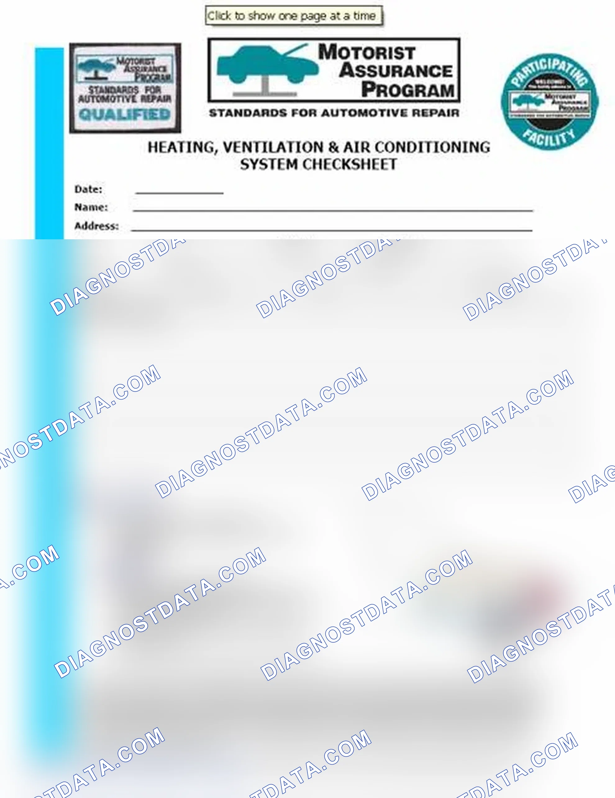 Scheme 15: Heating, Ventilation & Air Conditioning System Checksheet (1 Of 2)