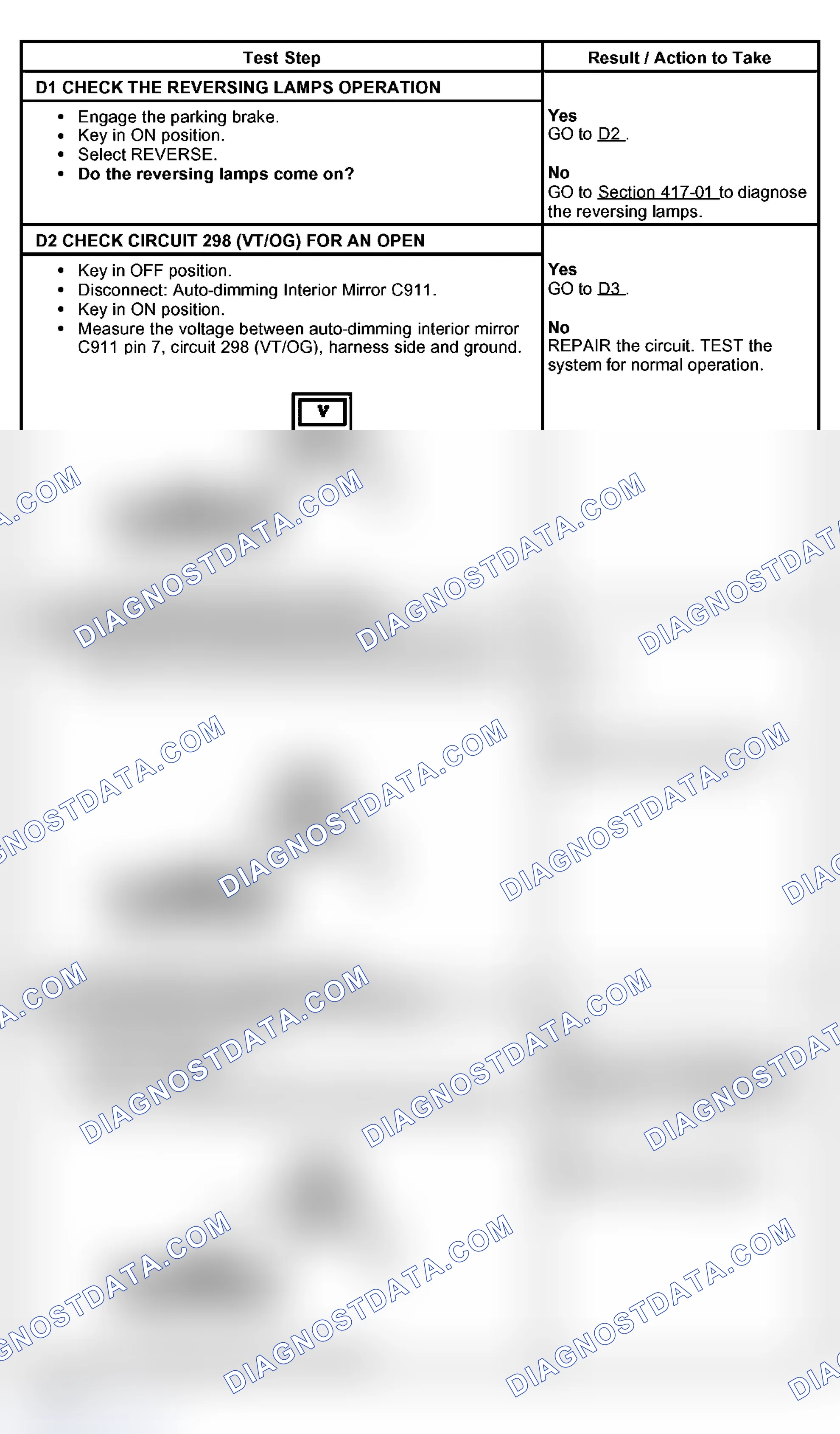 Scheme 9: PINPOINT TEST D: THE AUTO DIMMING MIRROR DOES NOT OPERATE CORRECTLY