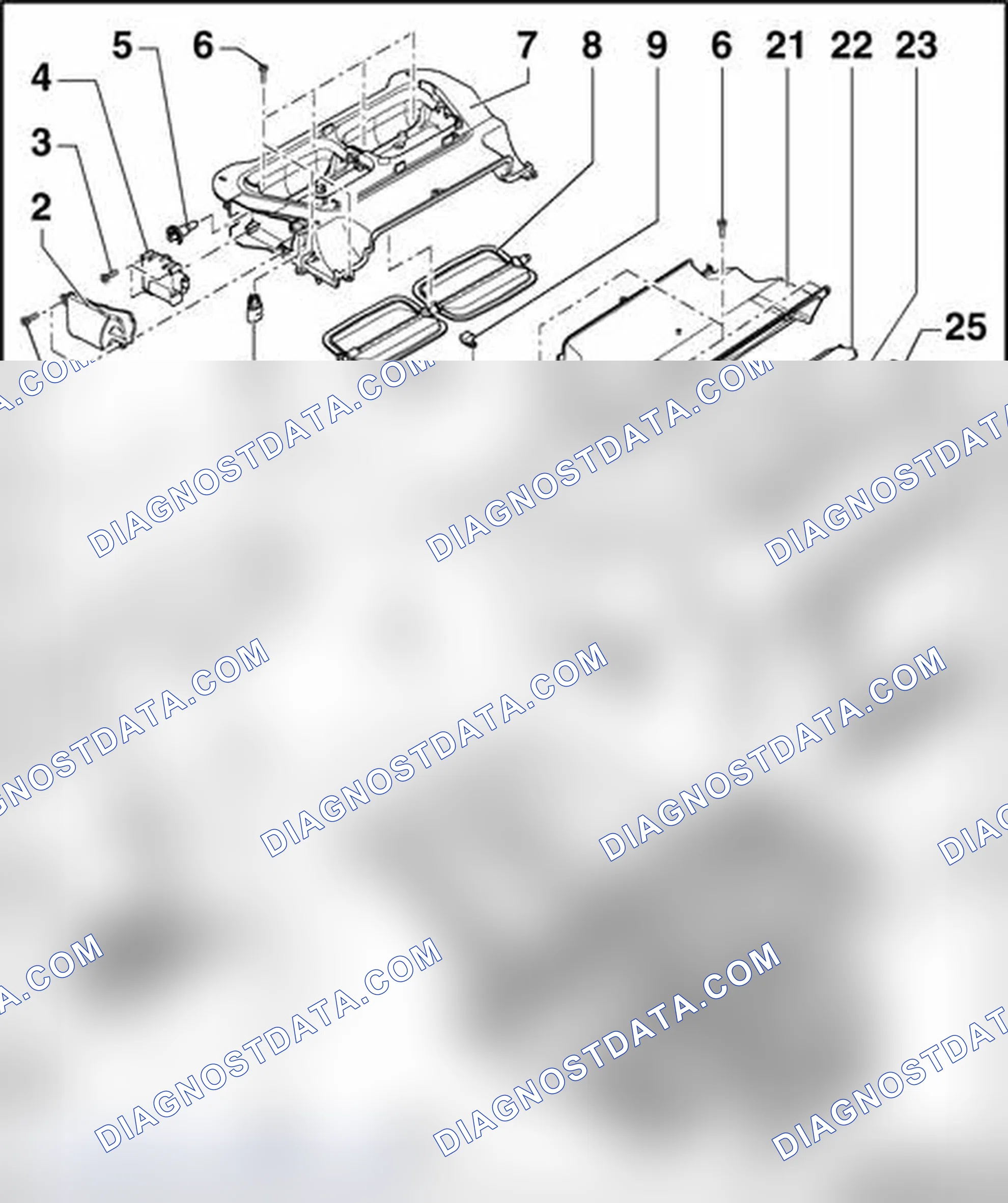 Scheme 184: Covers in plenum chamber, fresh-air blower and evaporator, removing and installing