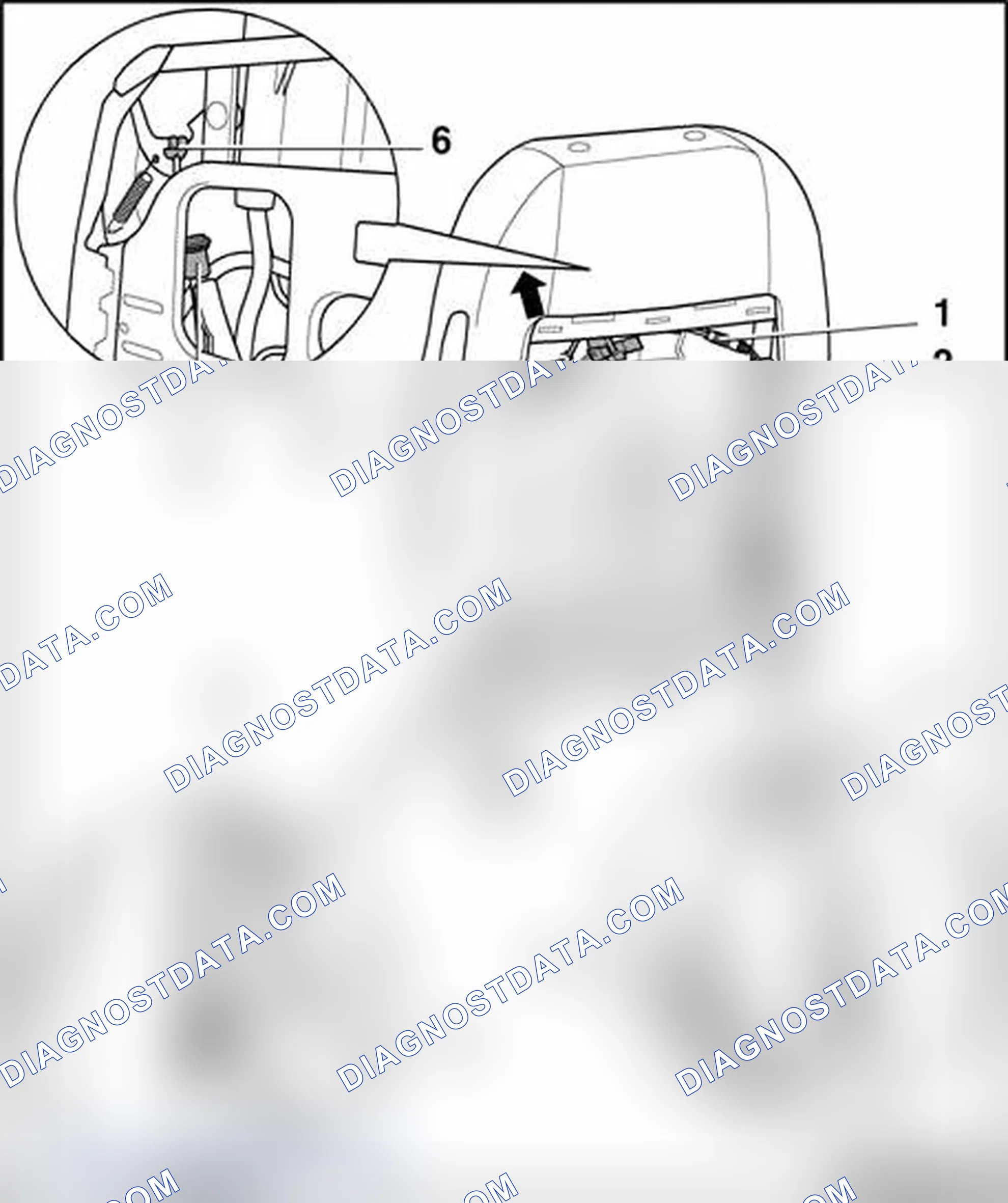 Scheme 223: Bowden cable for backrest lock, assembly overview