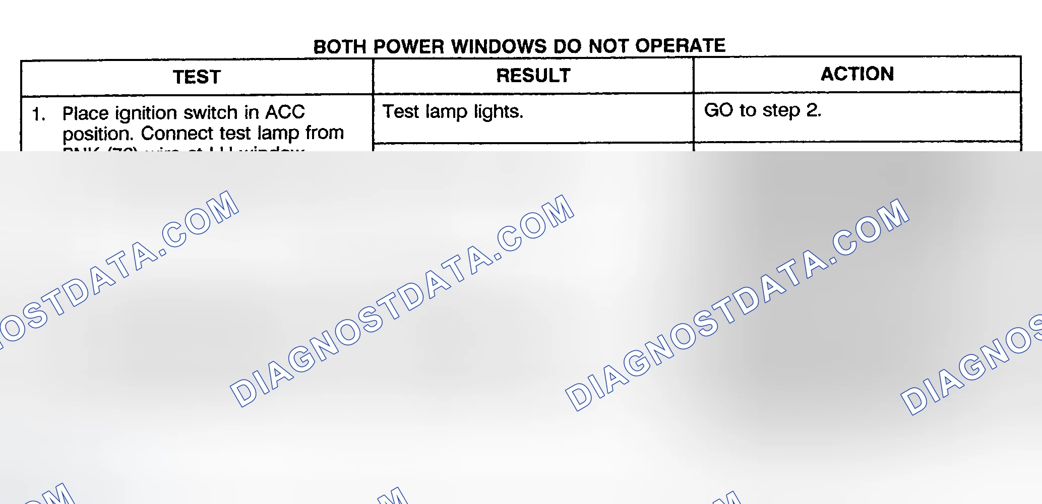 Scheme 28: TEST A: BOTH POWER WINDOWS DO NOT OPERATE (2-DOOR & EXTENDED CAB)