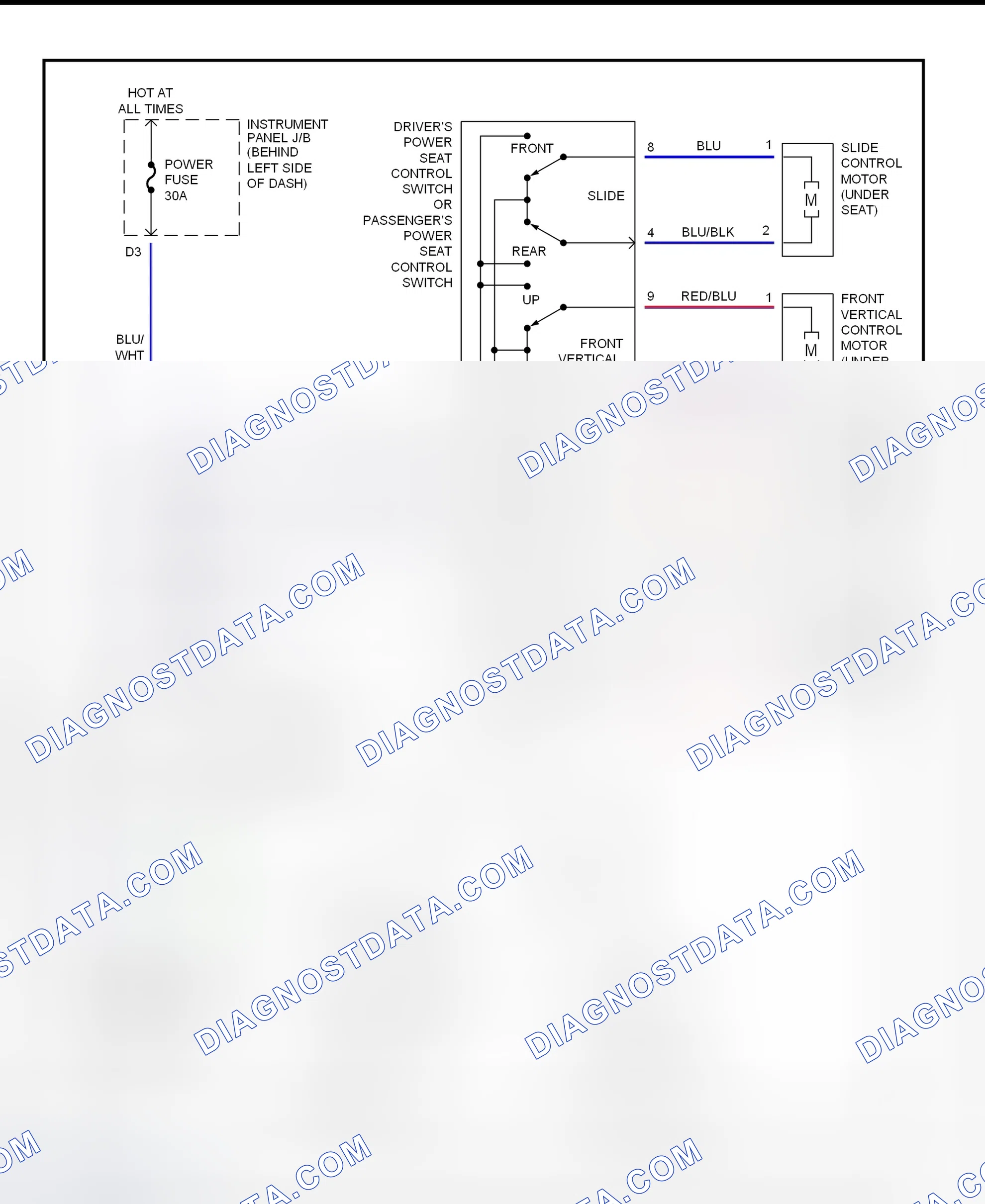 Scheme 8: Power Seat System Wiring Diagram (ES300)