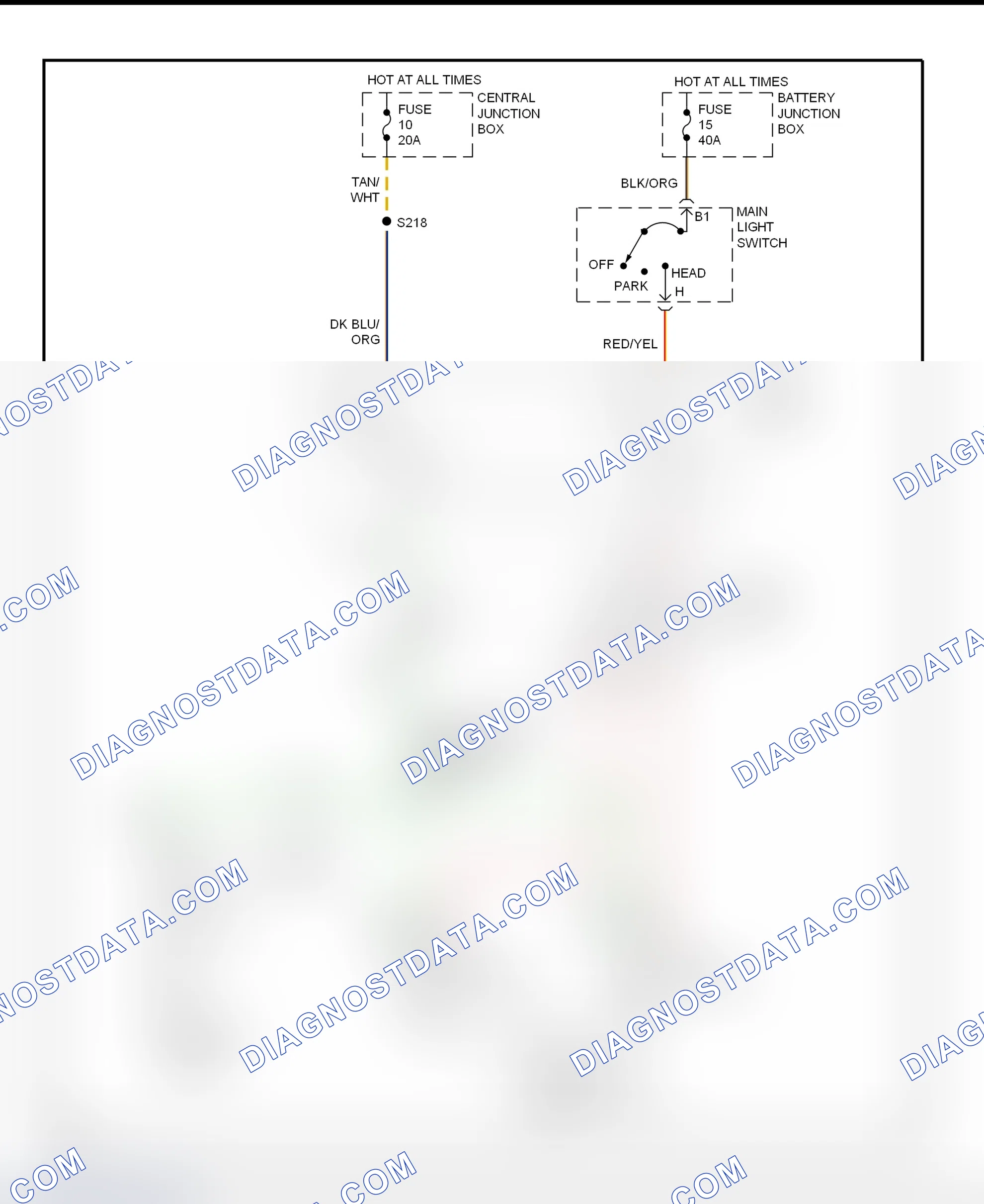 Scheme 7: Headlight System Wiring Diagram (Econoline - Without DRL)