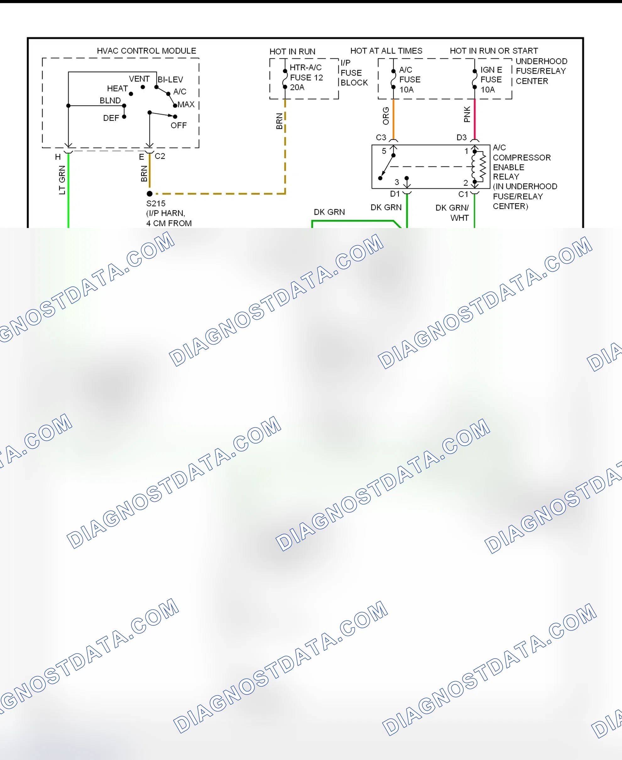 Scheme 56: A/C Compressor Clutch Control Circuit Wiring Diagram (2000 Express & Savana - Except Diesel Engine)