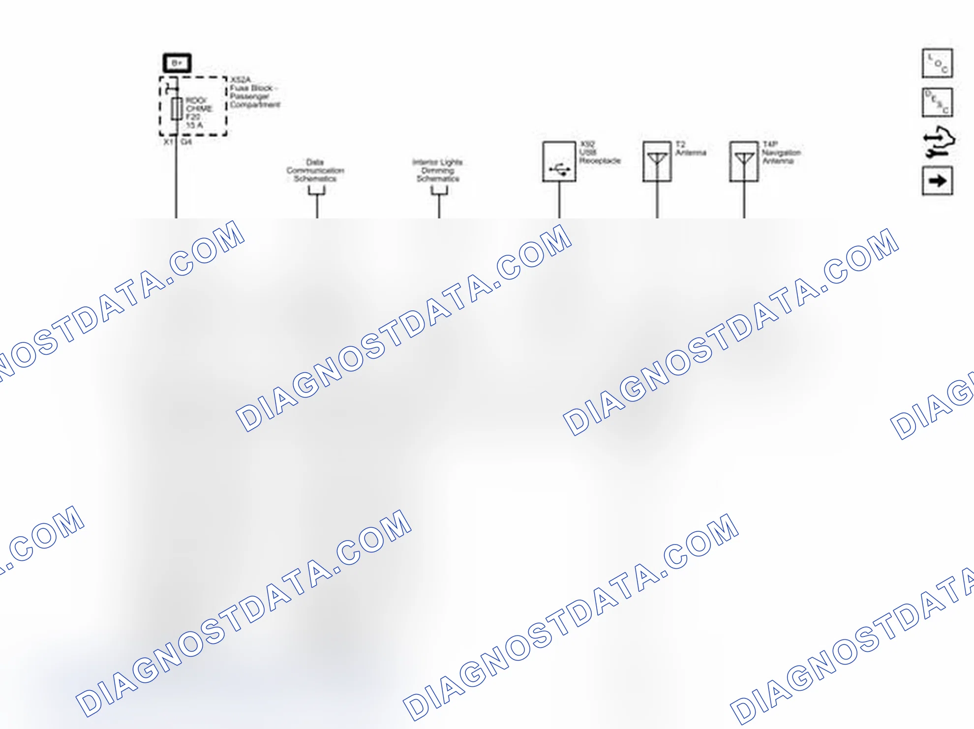 Scheme 1: Power, Ground, Serial Data, Antenna and Front Speaker Outputs Wiring Schematics