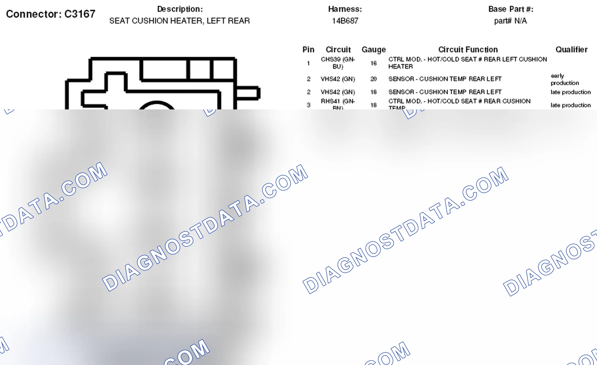 Scheme 272: Left Rear Seat Cushion Heater Connector End View (C3167)