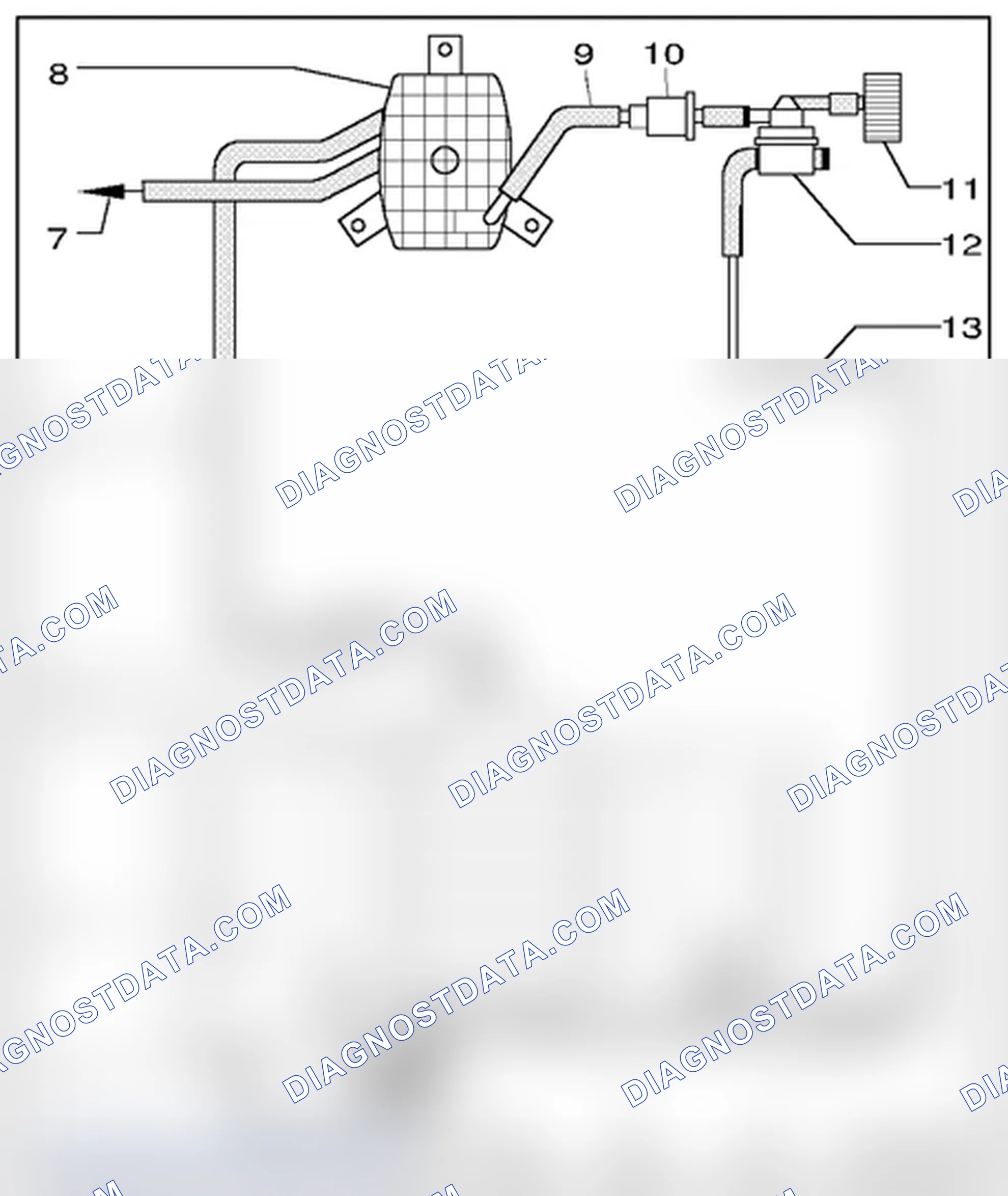 Scheme 590: Hose routing, EVAP canister/leak detection system (6-cyl. FSI-engine)