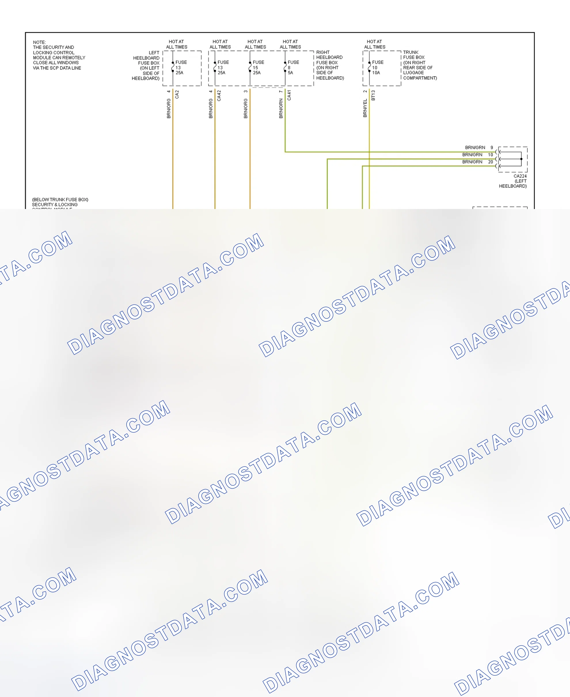 Scheme 7: Power Window System Wiring Diagram (1998 XJR & XJ8 - 2 Of 2)