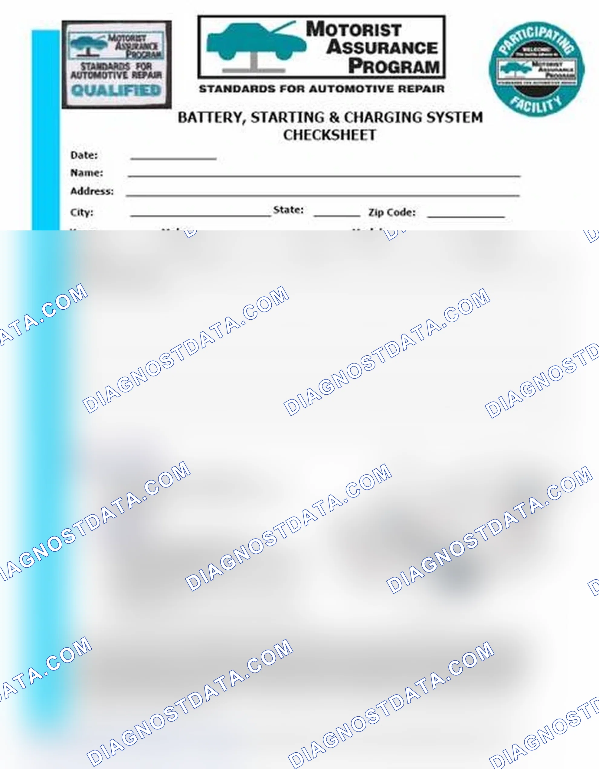 Scheme 3: Battery, Starting & Charging System Checksheet (1 Of 2)