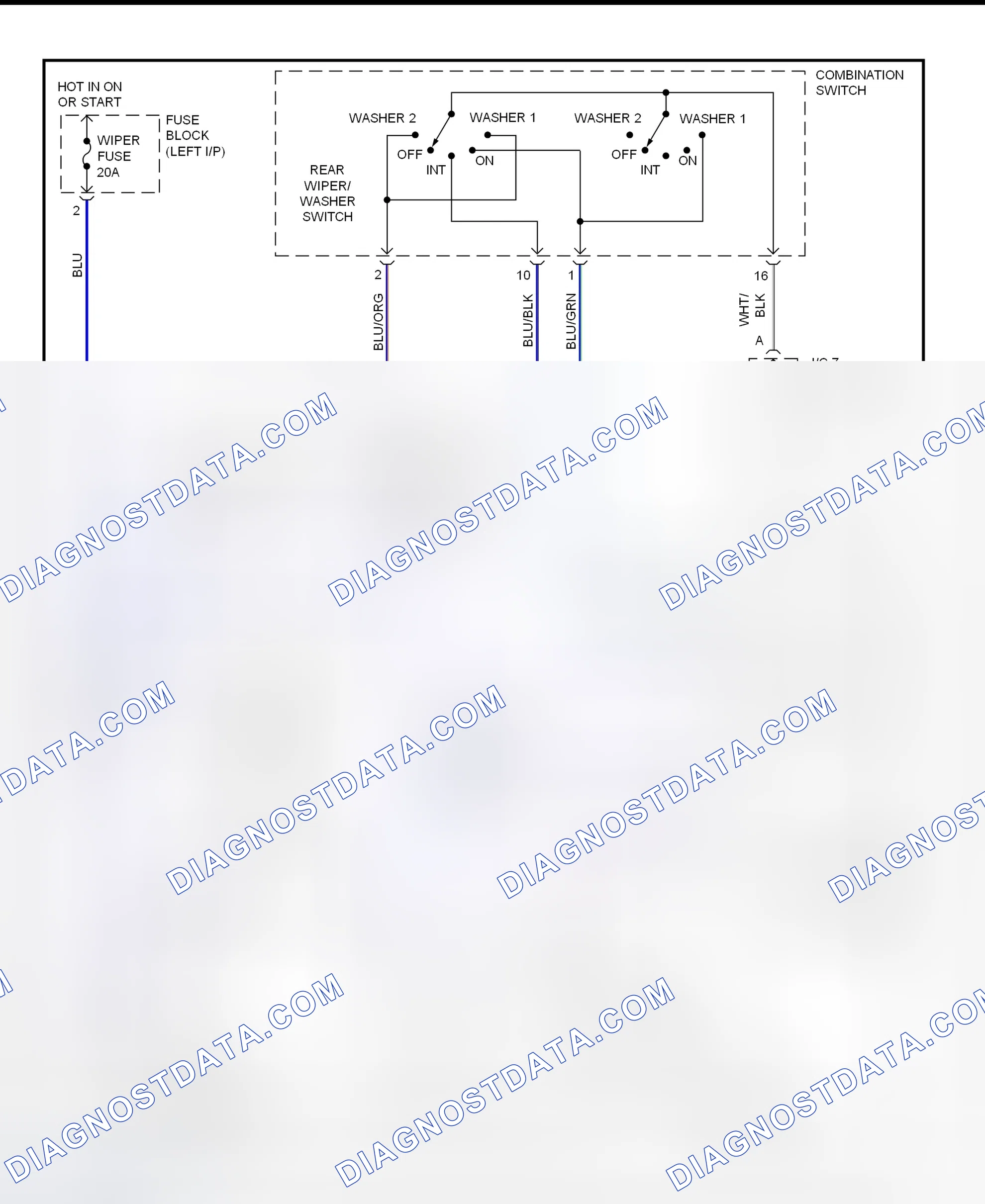 Fig. 9: Rear Wiper/Washer System Wiring Diagram (1996)