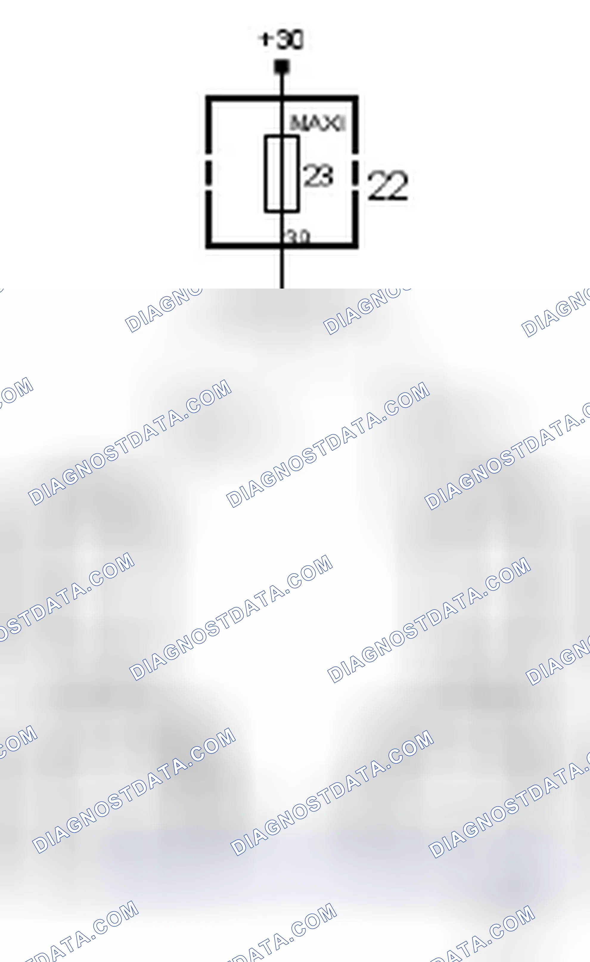 Scheme 598: Fuse 23, dashboard electrical center 22, maxi fuse