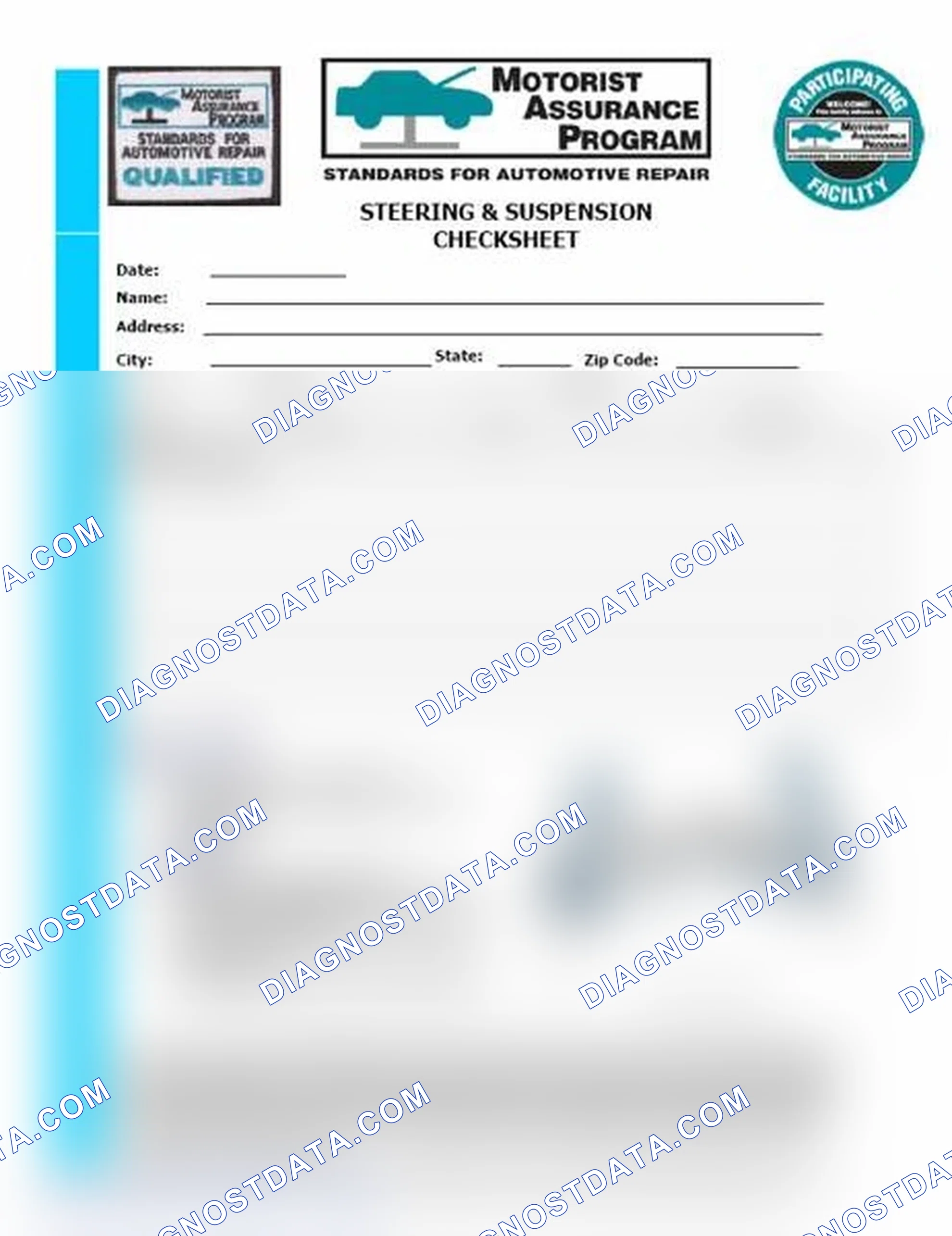 Scheme 11: Steering & Suspension Checksheet (1 Of 2)