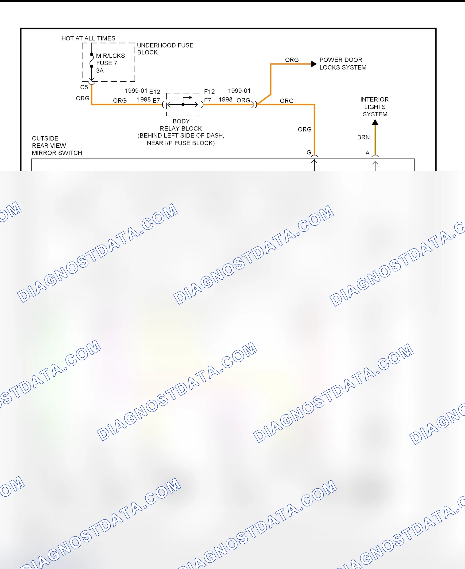 Fig. 8: Power Mirror System Wiring Diagram (Blazer, Bravada, Envoy, Jimmy, Sonoma & S10 Pickup)