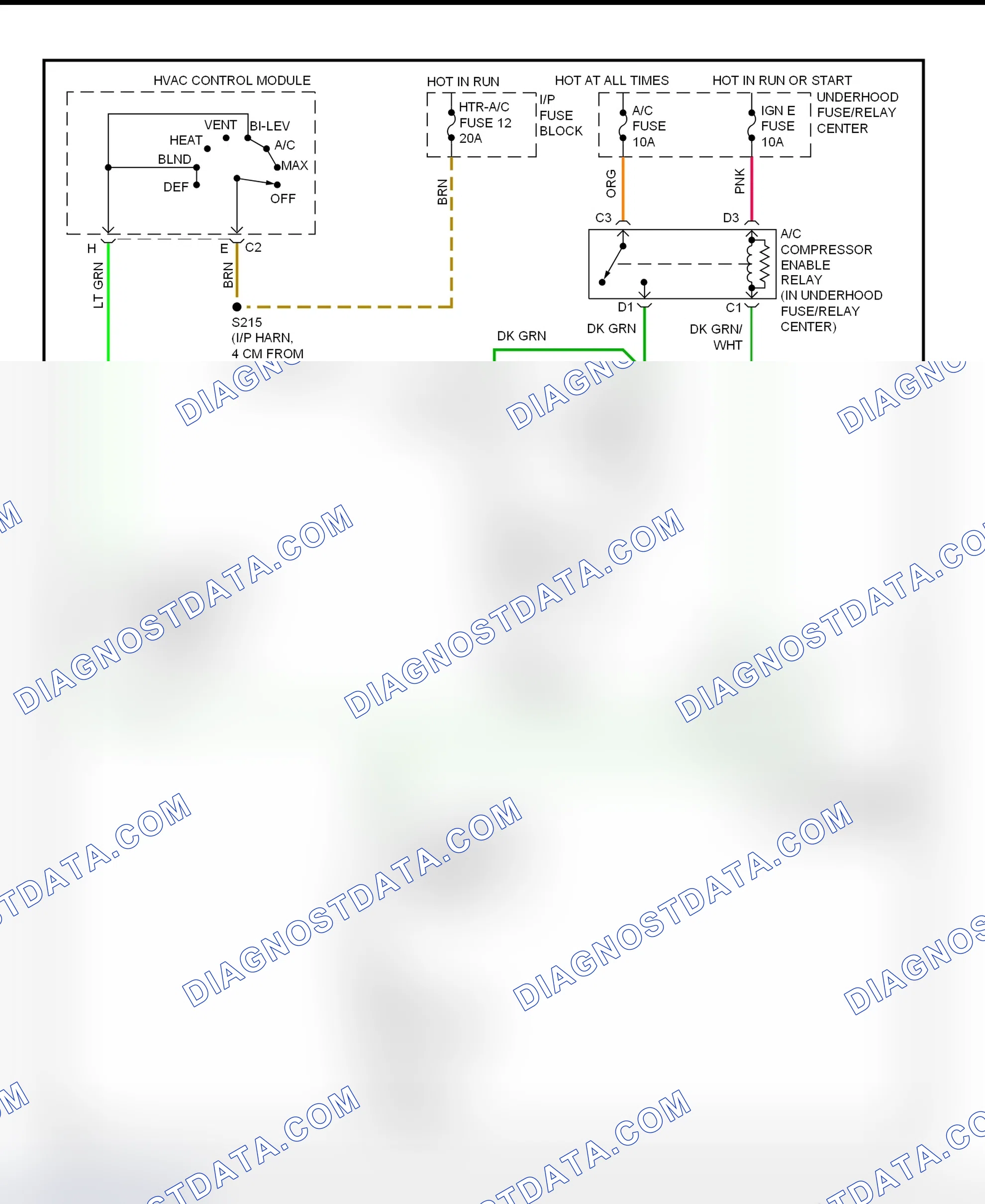 Scheme 16: A/C Compressor Clutch Control Circuit Wiring Diagram ("G" 1500/3500, Express & Savana - Except Diesel Engine)