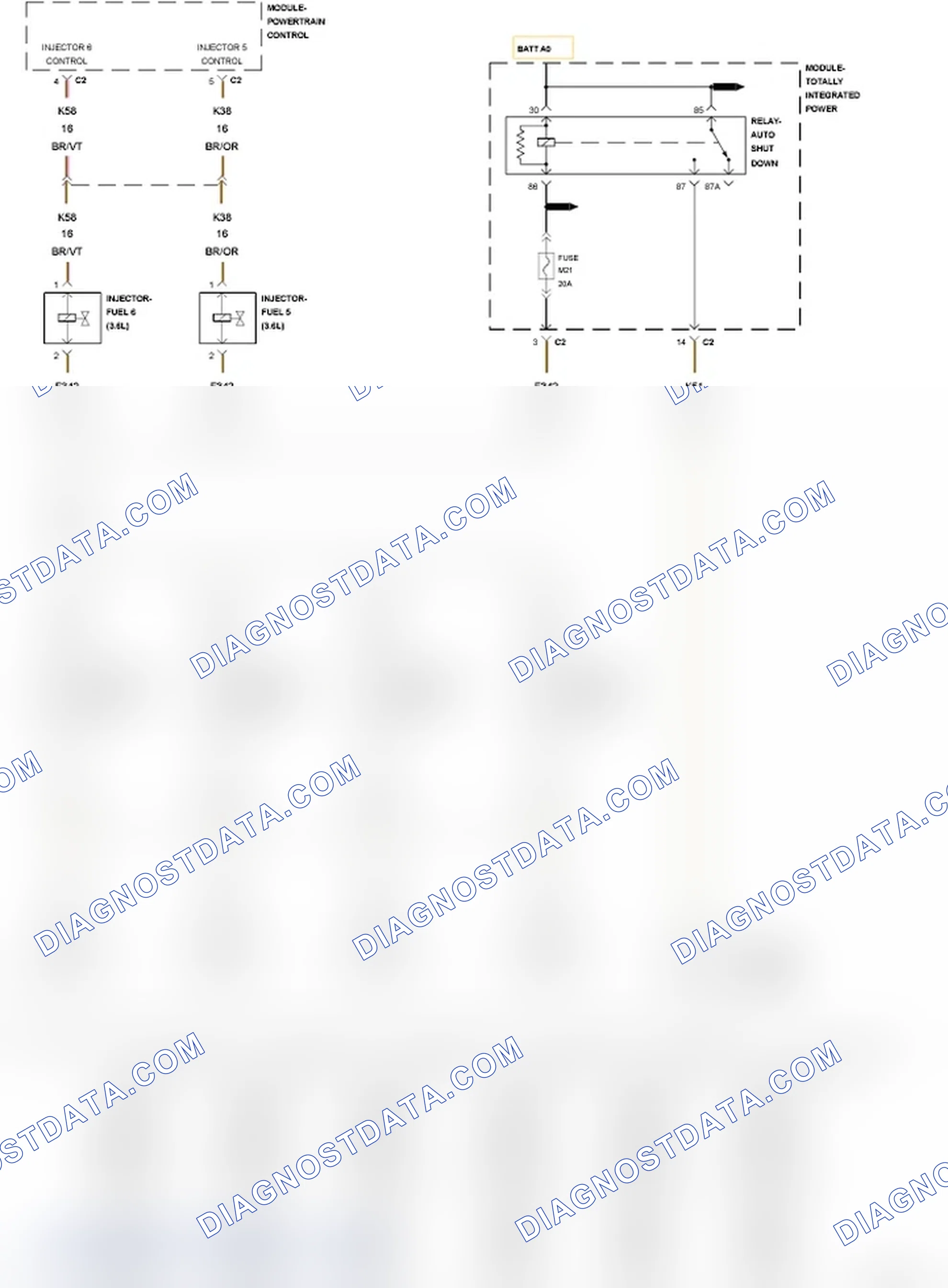 Scheme 125: P0201-FUEL INJECTOR 1 CIRCUIT - 3.6L
