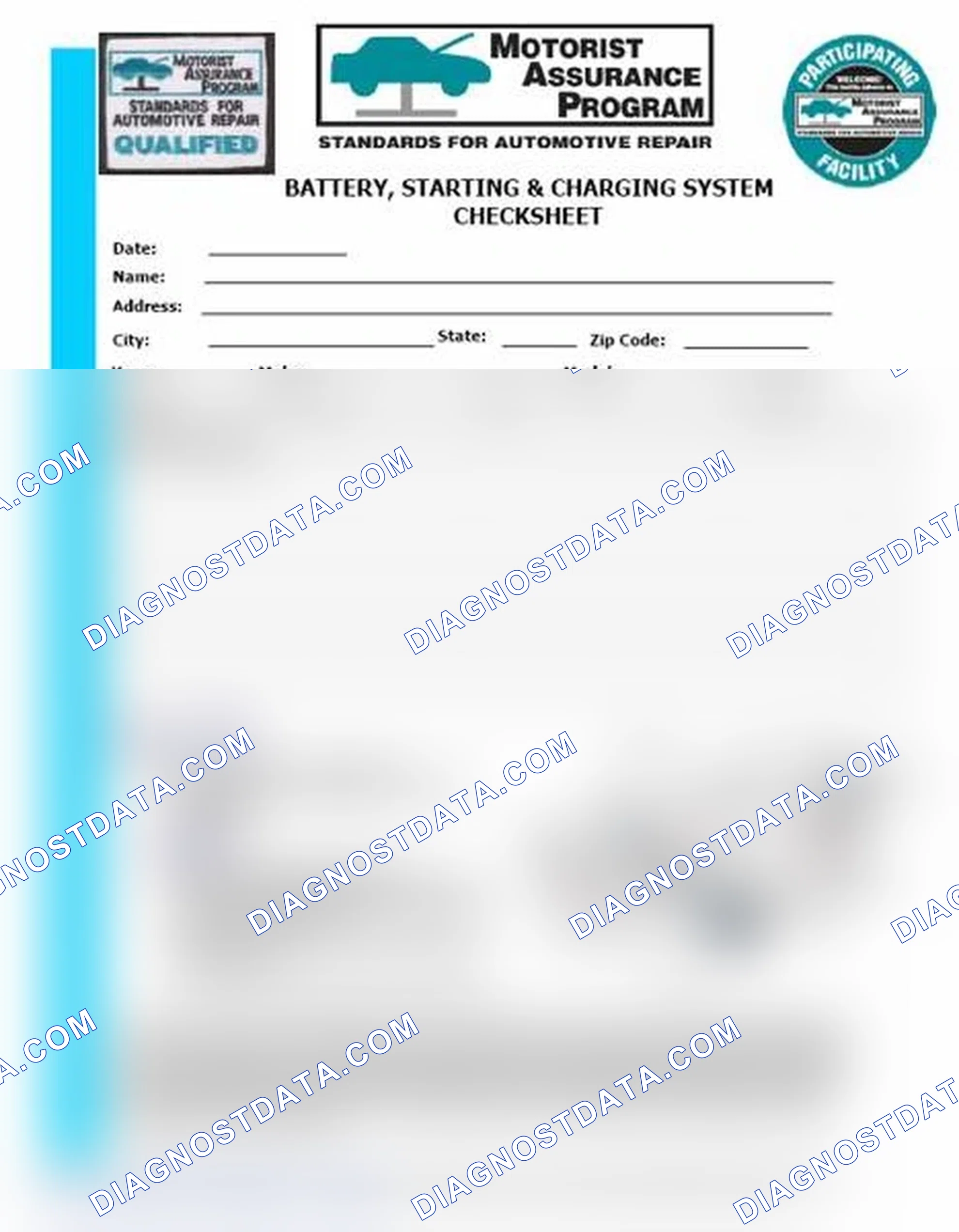 Scheme 3: Battery, Starting & Charging System Checksheet (1 Of 2)