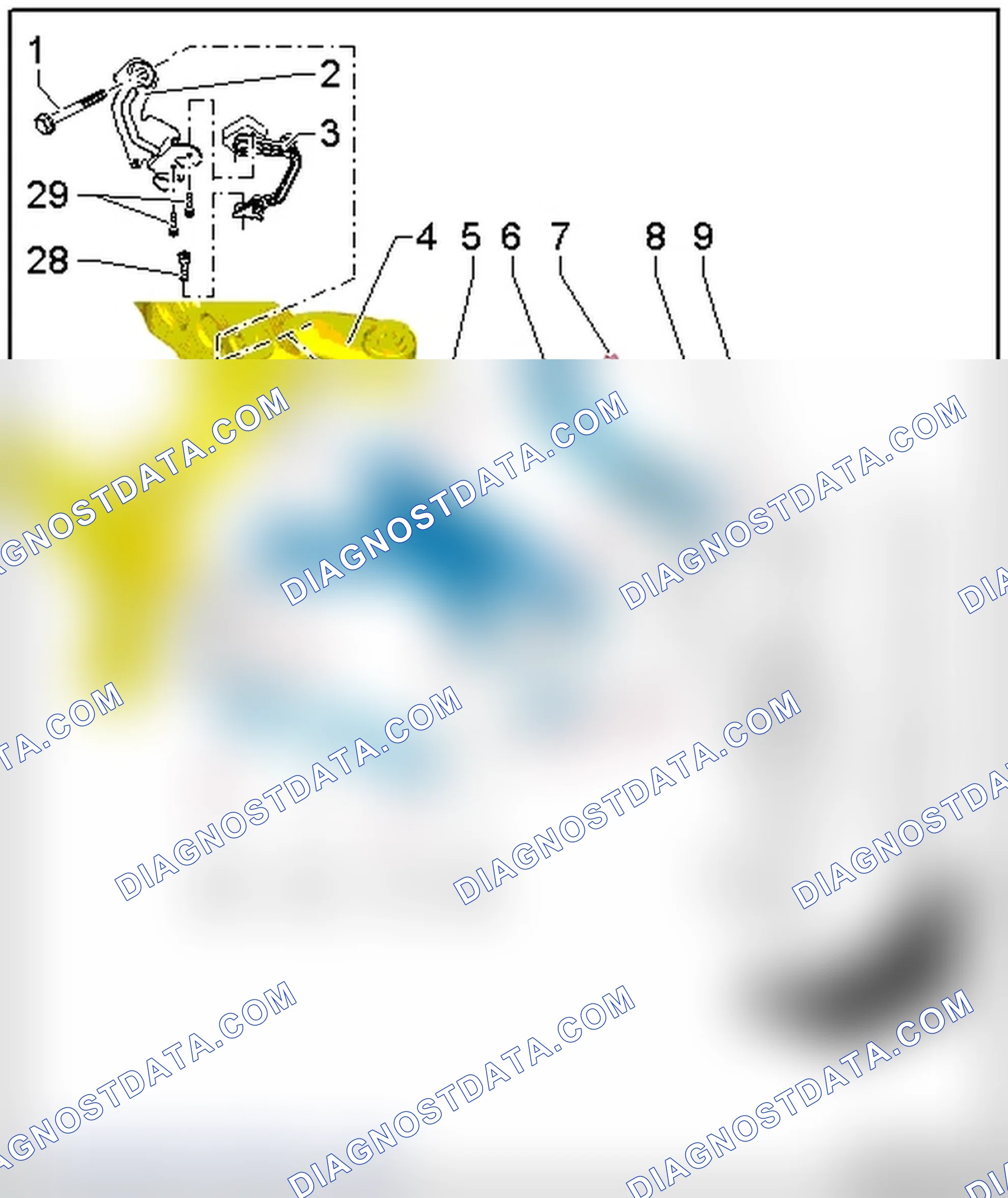 Scheme 202: UPPER TRANSVERSE LINK, TIE ROD, COIL SPRING, LOWER CONTROL ARM AND LEVEL CONTROL SYSTEM SENSOR OVERV