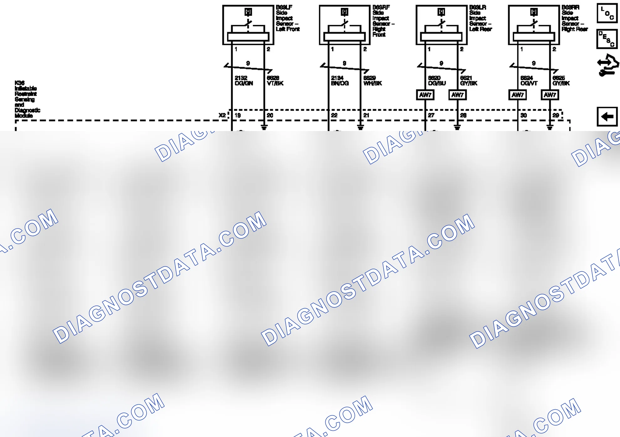 Scheme 3: Side Impact Sensors, Side Impact and Roof Rail Air Bags Wiring Schematics