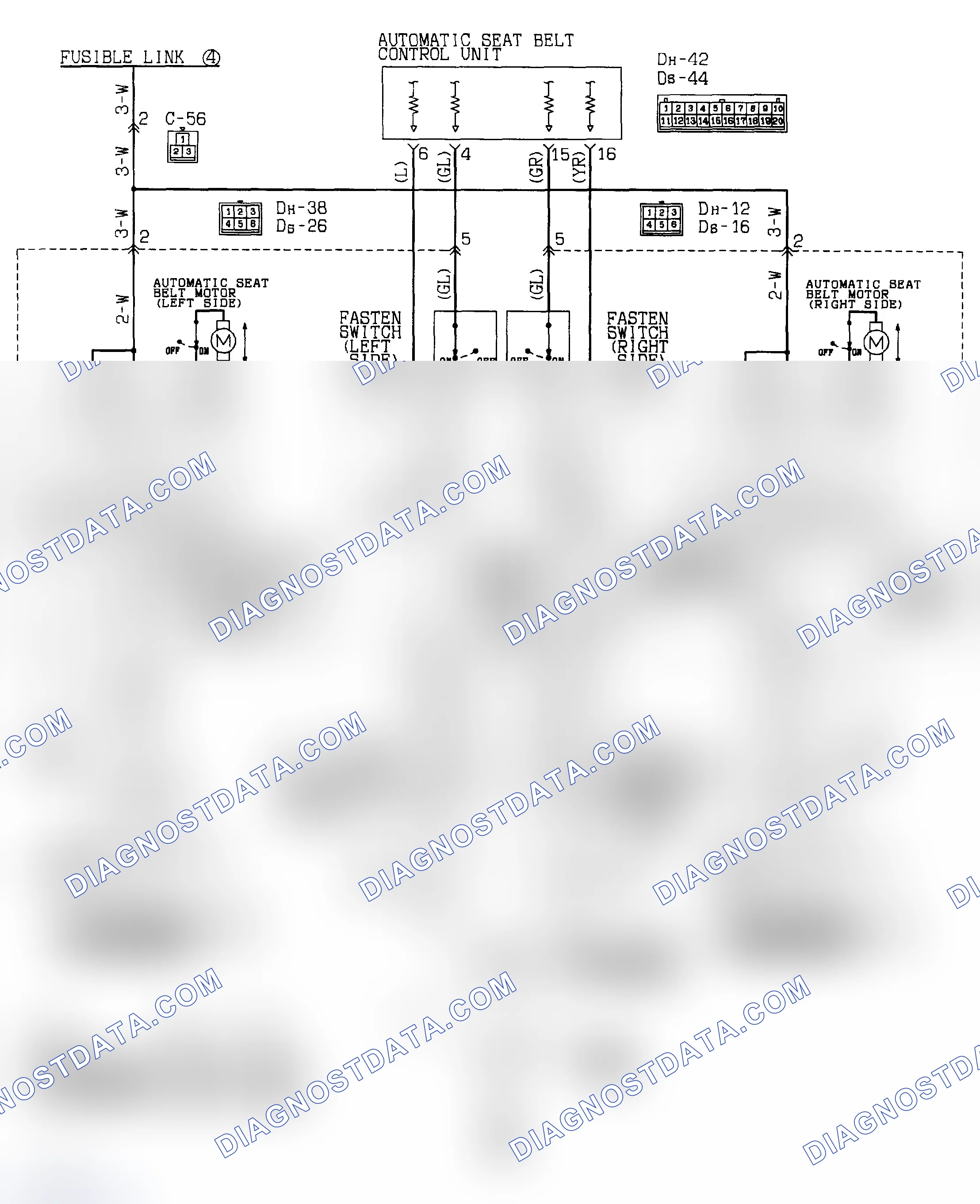 Scheme 2: Automatic Seat Belt Wiring Diagram (1990 - 2 Of 2)