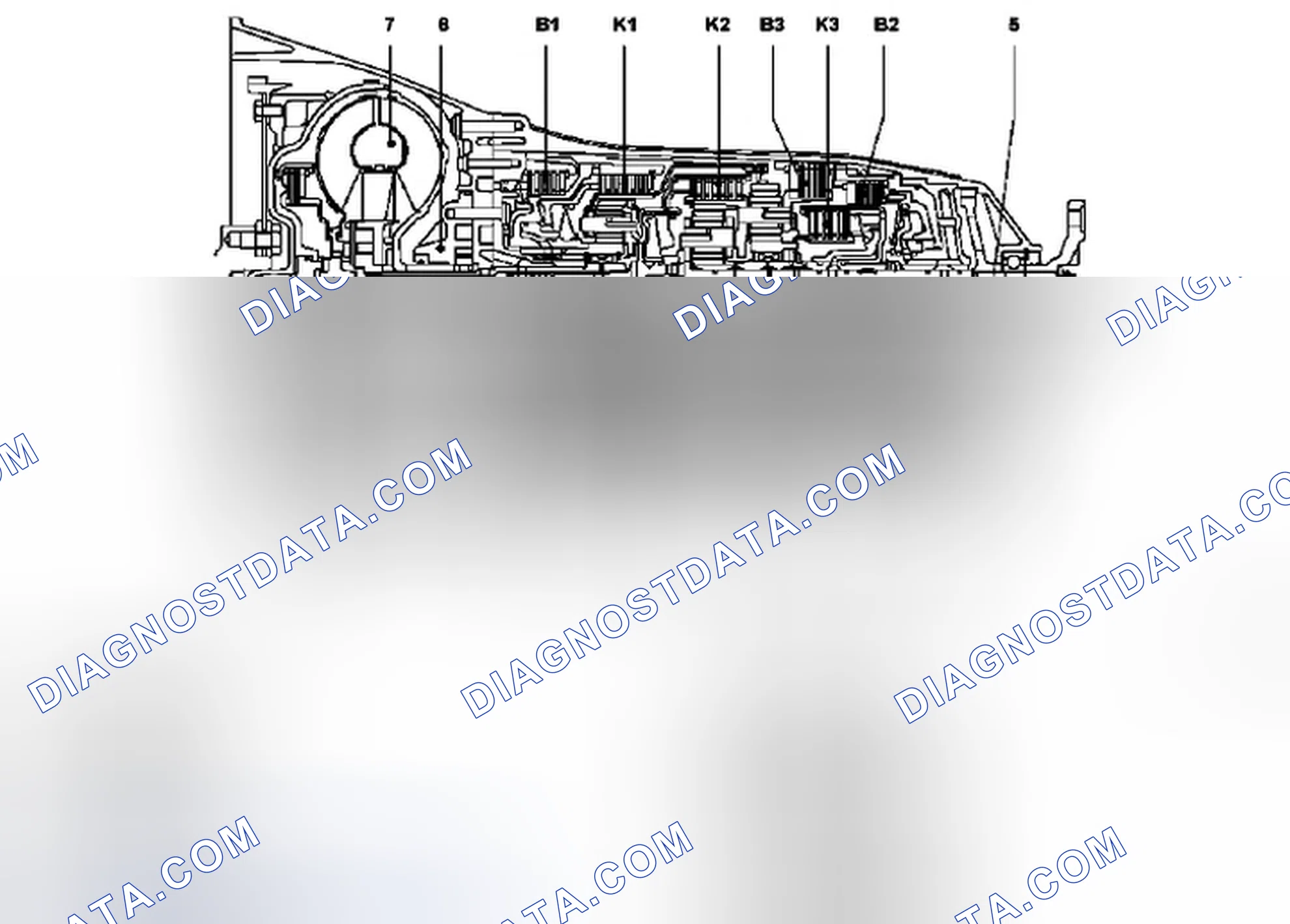 Scheme 250: Automatic transmission (AT), location of mechanical parts - GF27.10-P-0001-07G