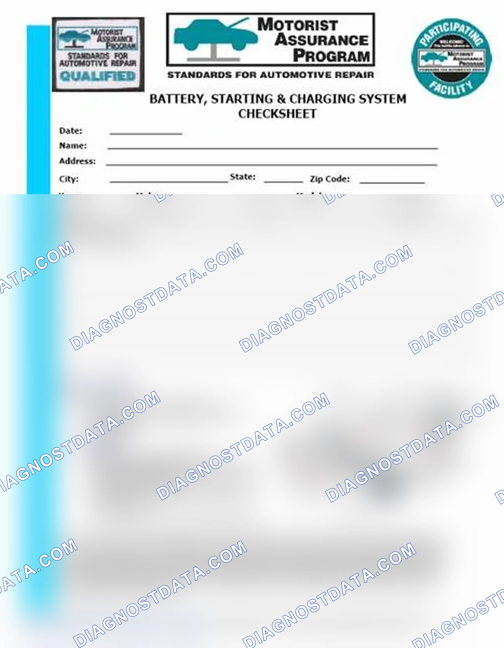 Scheme 3: Battery, Starting & Charging System Checksheet (1 Of 2)