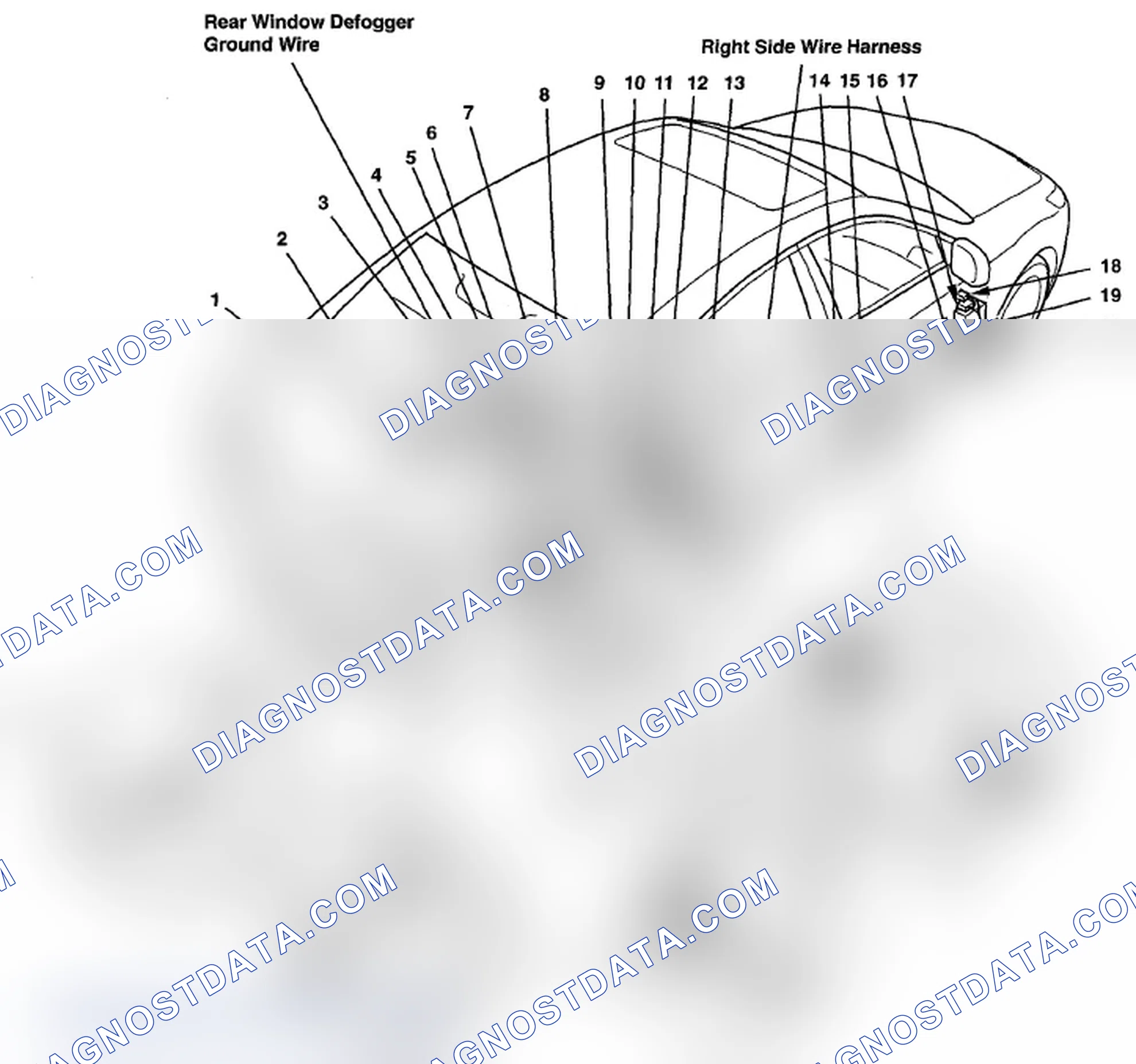 Scheme 534: Identifying Right Side Wire Harness And Rear Window Defogger Ground Wire (Page 203-49)