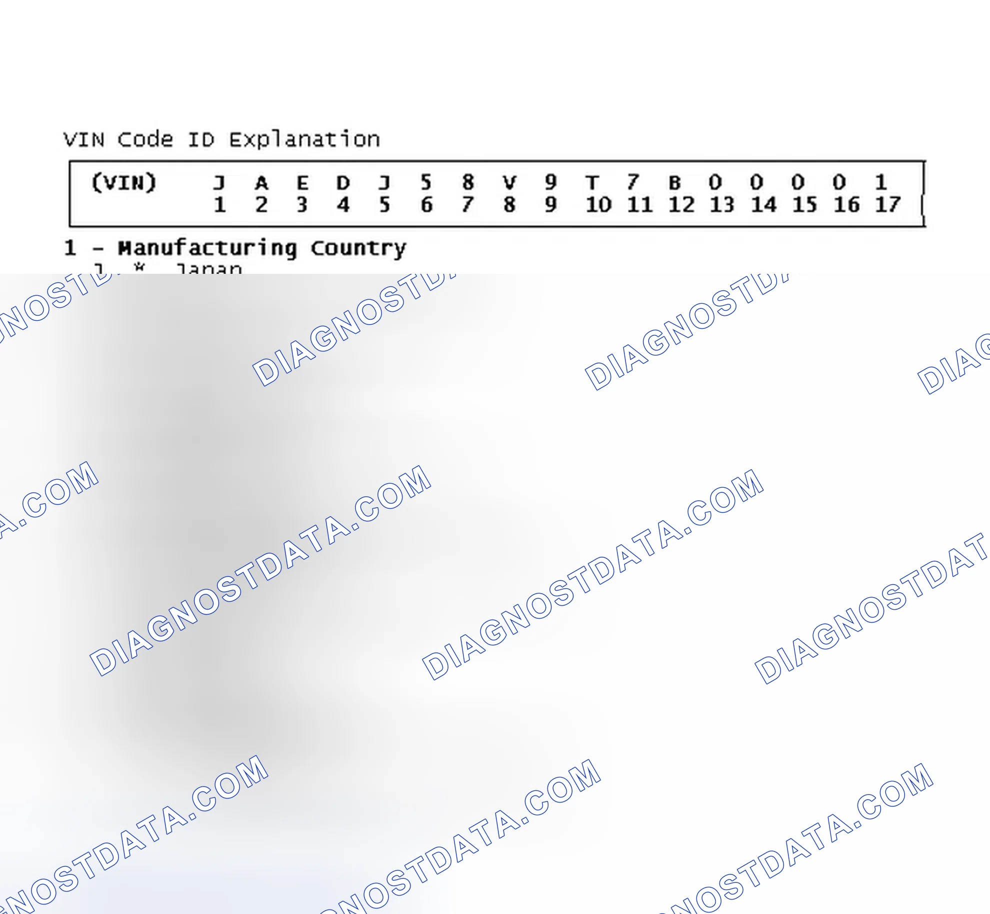 Scheme 1: VIN Code ID Explanation
