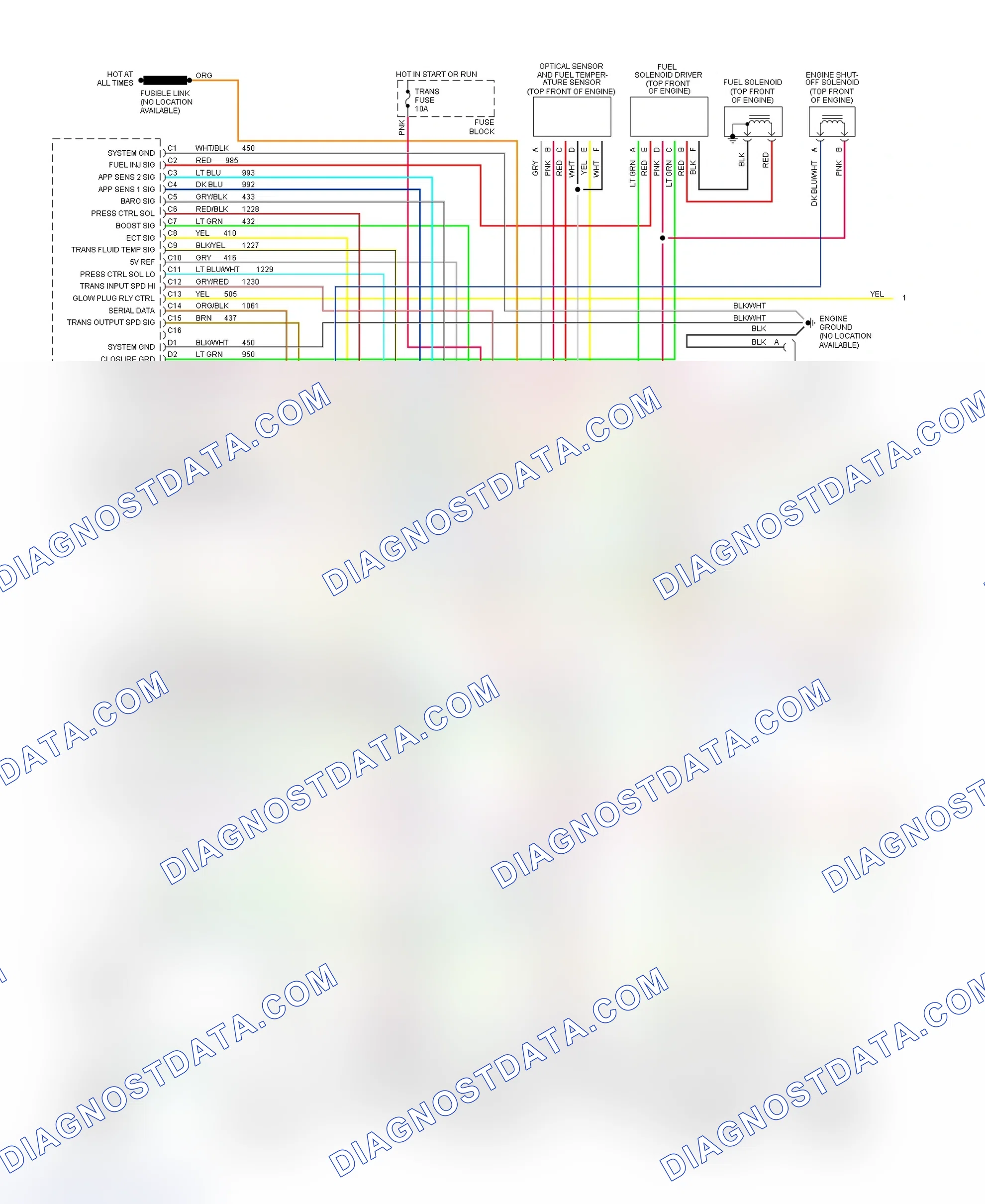 Scheme 392: Wiring Diagram For "P" Series Commercial Van - VIN F With 4L80-E (1 Of 2)