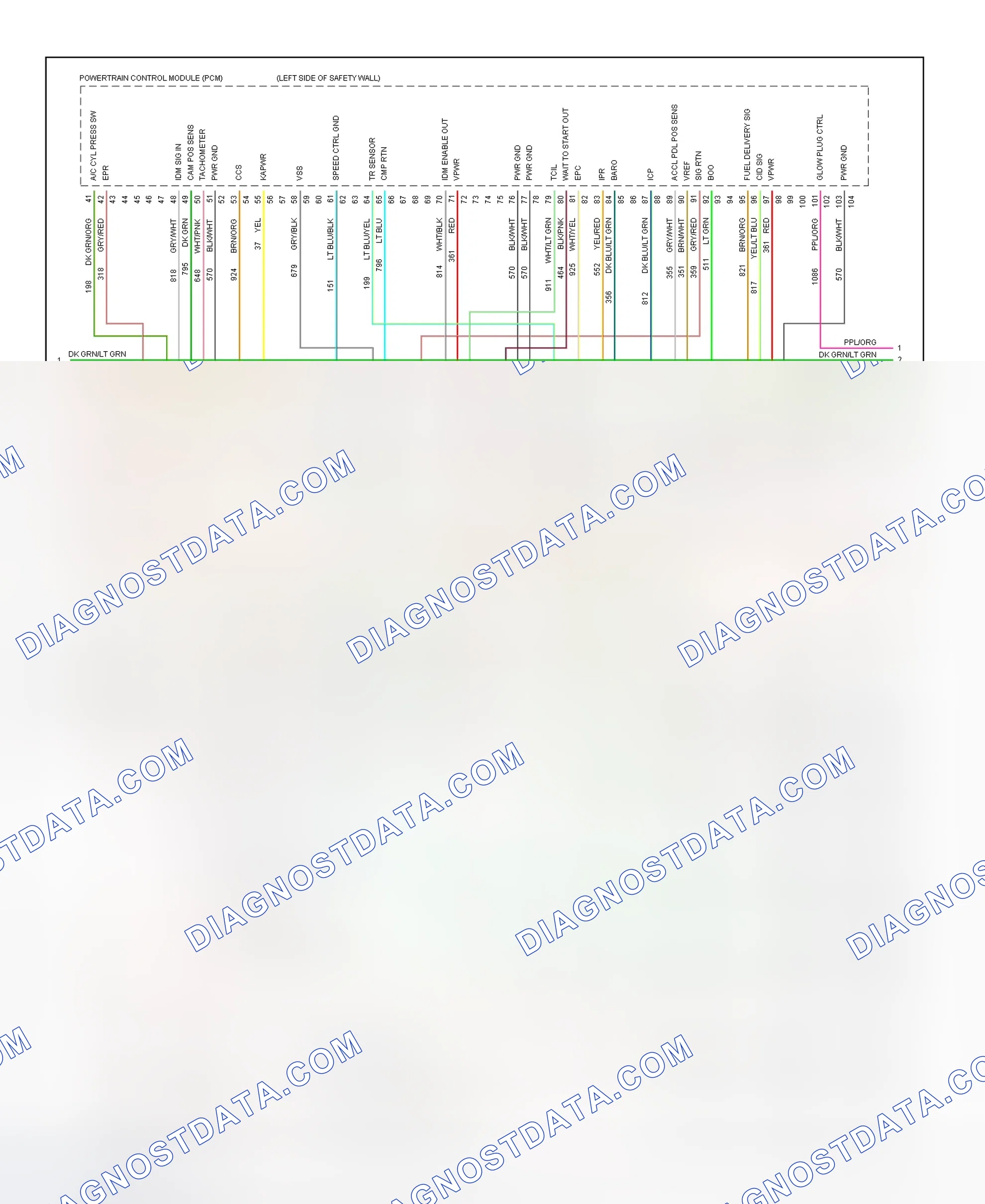 Scheme 121: 1996 Pickup 7.3L Turbo Diesel PCM Wiring Diagram (2 Of 3)