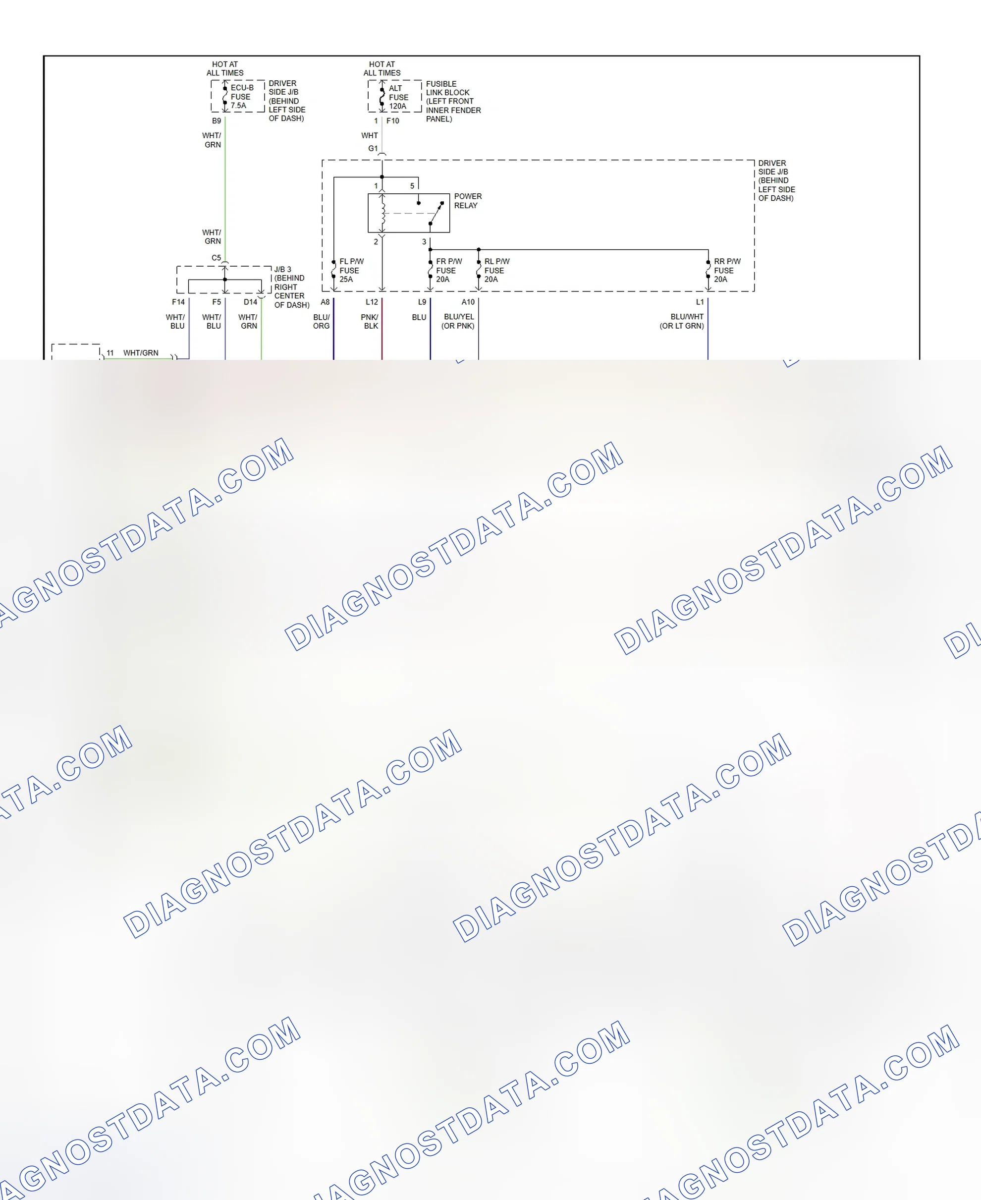 Scheme 18: Power Window System Wiring Diagram (Avalon)